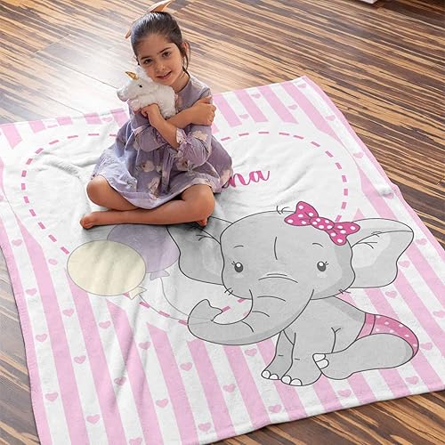 Miniatura 163 de Artsadd Personalized Baby Blanket for Boys Girls with Name, Custom Baby Name Blanket with Unicorn Pattern Customized Name Receiving Swaddle Throw