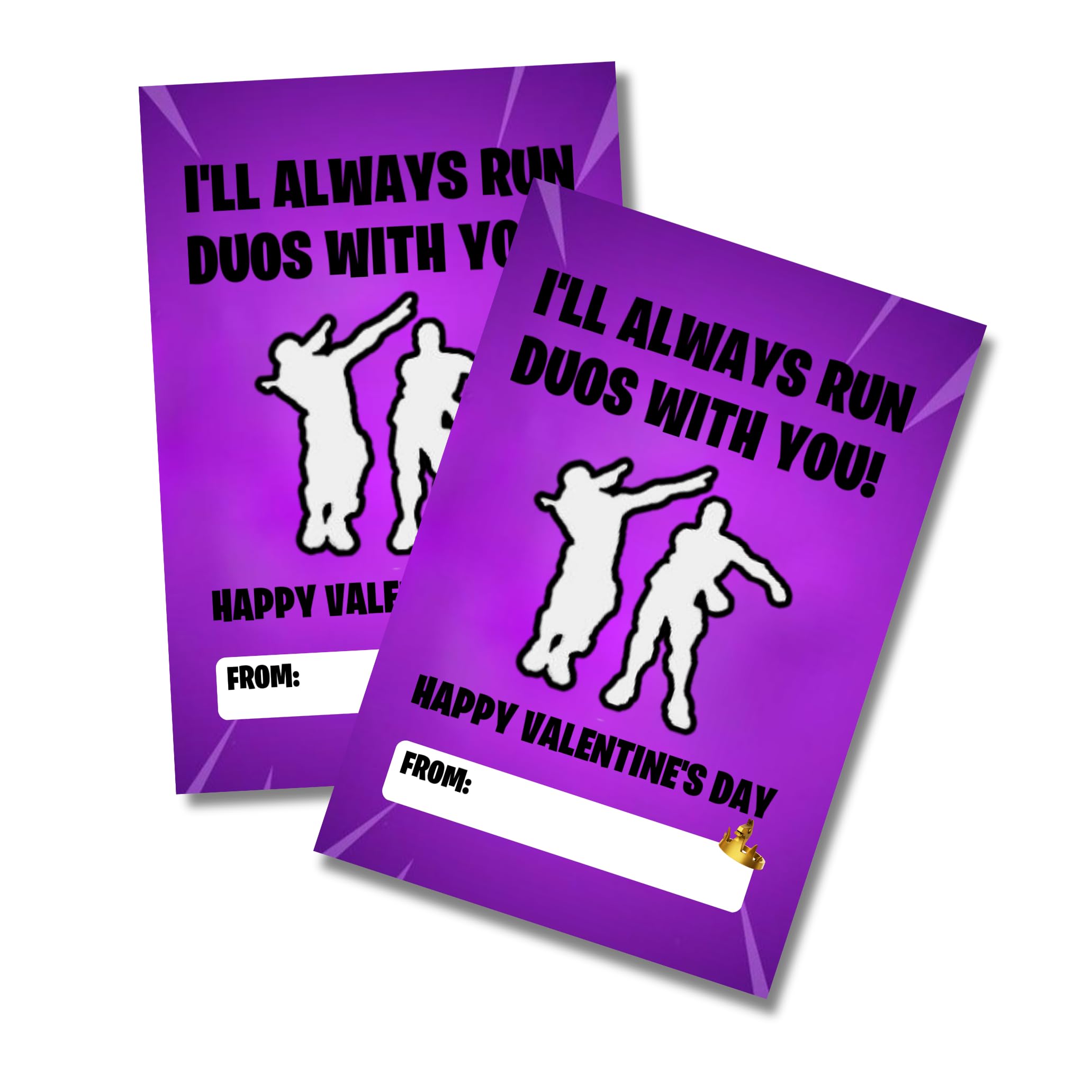 LashicornFort Valentines Class Card Exchange for Boys | 30 Pack 4x6” Emote Duos No Build Gamer Skins Cards Battle Squad Royale Crown Win