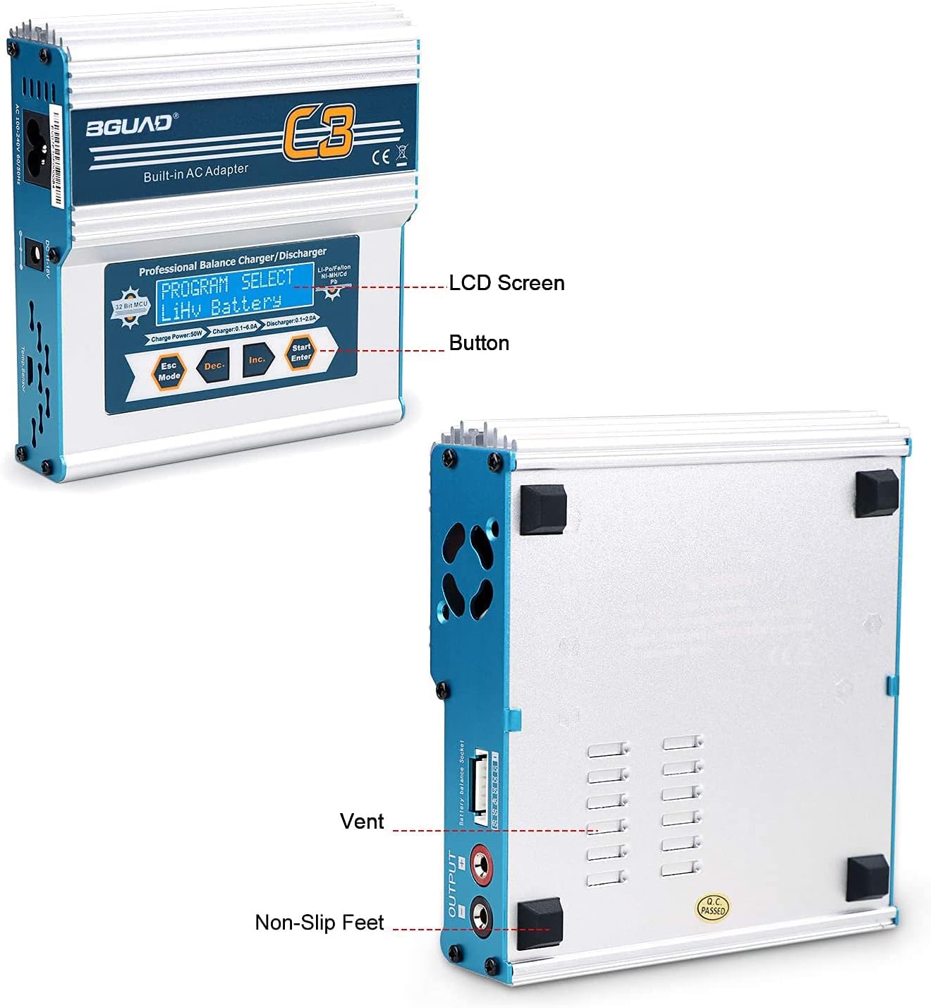AC/DC 50W 6A Balance Charger for NiMH/NiCD/LiPO/Li-Fe/LiHV Battery Packs : Toys & Games