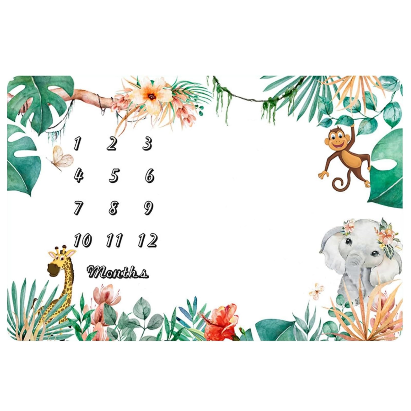 Tokaneit Manta de Forro Polar mensual para Niños, Bebé Hitos Mensuales, Fotografía Bebé, Recién Nacido Regalo Personalizado De Nacimiento para Nuevas Mamás, 150 x 100 cm