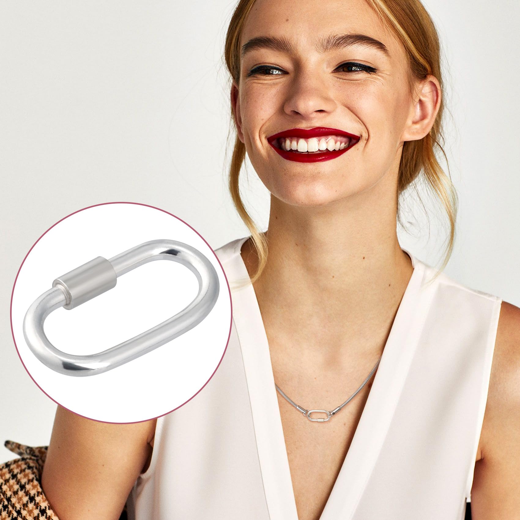 Amazon.com: Isslly 2pcs Oval Locking Jump Rings, 925 Sterling