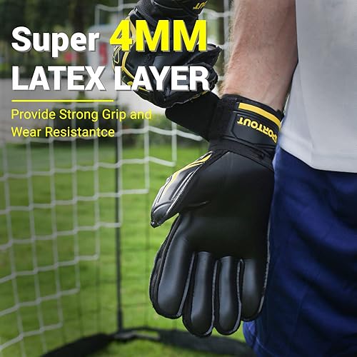 Miniatura 4 de Sportout Guantes de portero, guantes de portero con protección para los dedos, guantes de fútbol, guantes de portero de fútbol transpirables, látex
