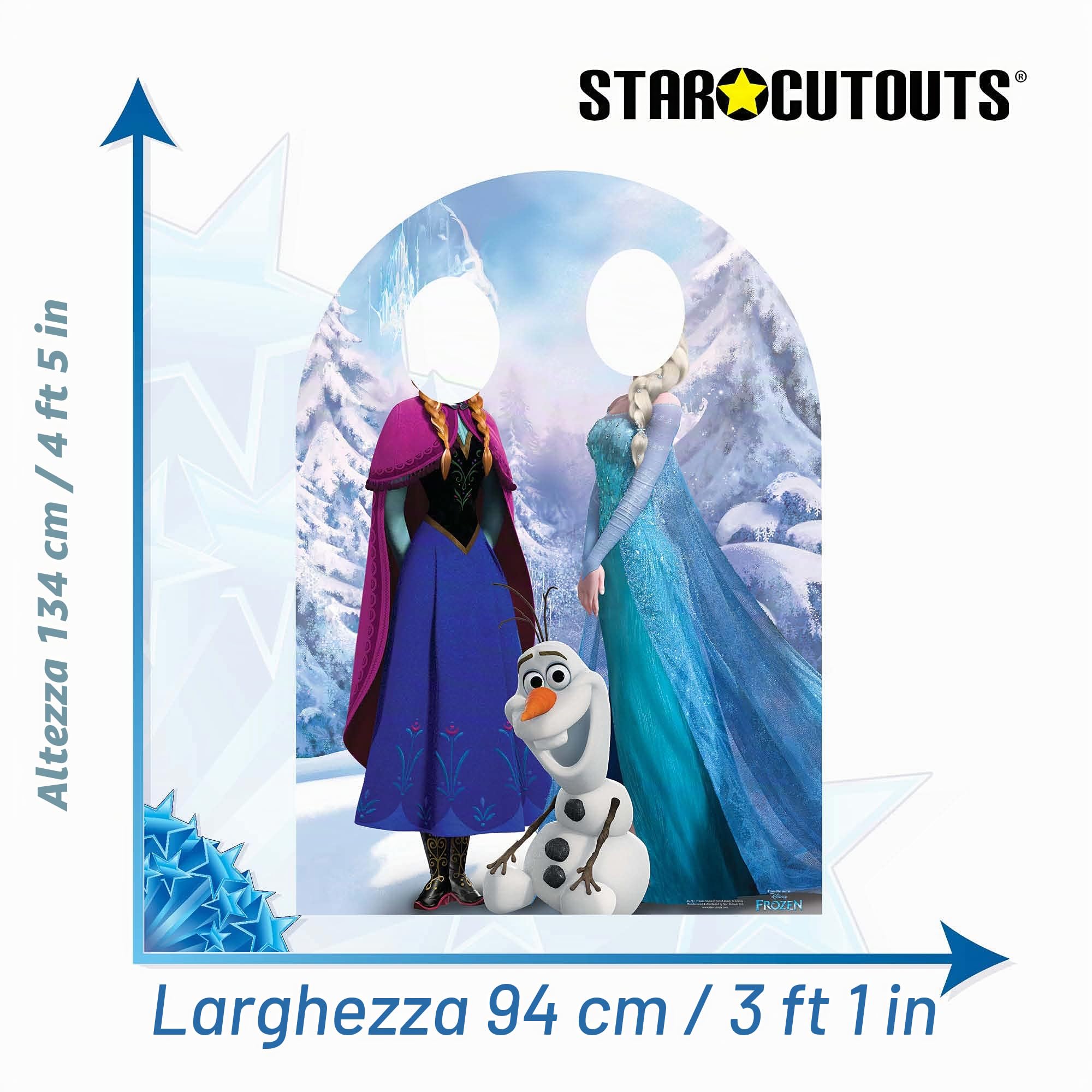 STAR CUTOUTS- Disney Frozen Cartonato con Anna ed Elsa, Decorazione, Prodotto con Licenza Ufficiale, Tinta Unita, Frozen Stand in, Lifesize, SC761