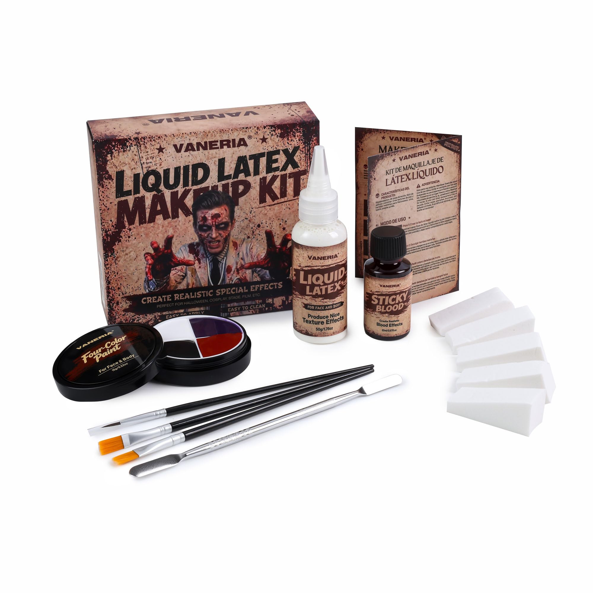 Kit de Maquillaje con Látex Líquido SFX — Maquillaje de Efectos Especiales para