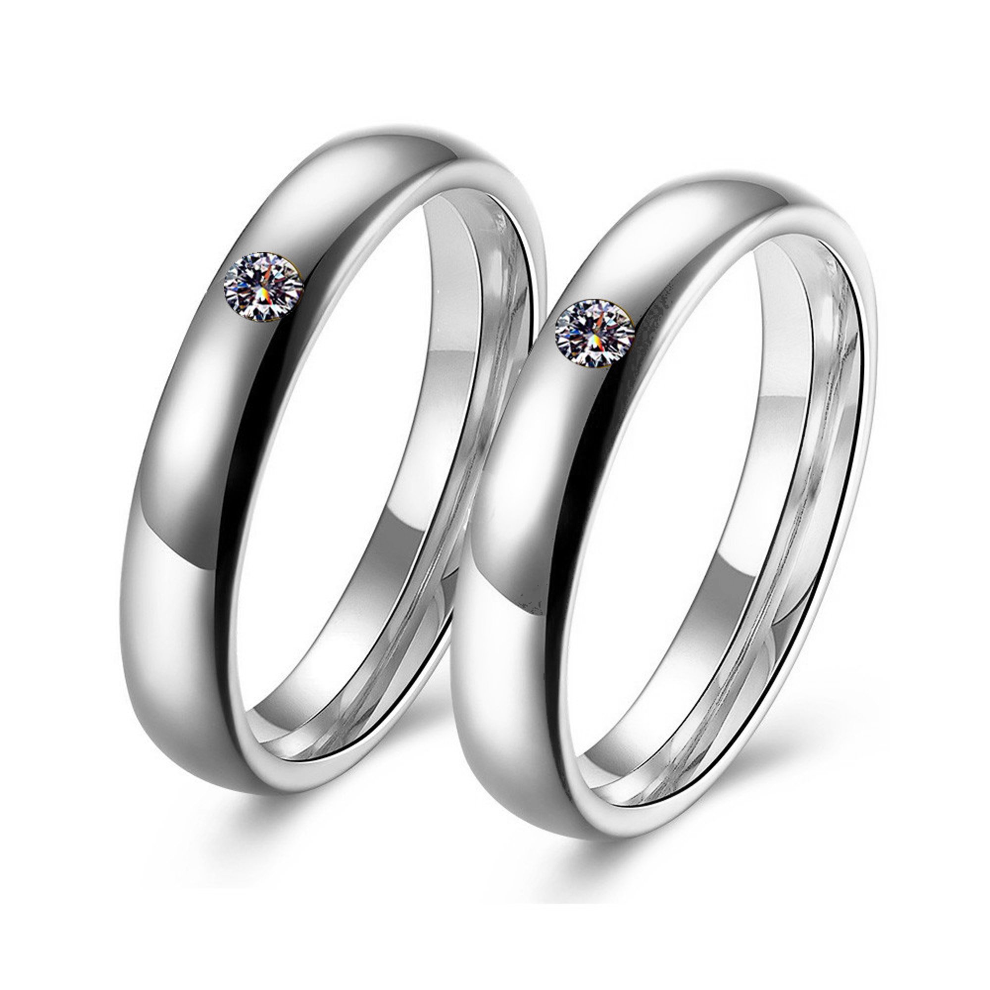 Via Mazzini Stainless Steel Crystal Silver Proposal Couple Rings for Boys and Girls (Ring0378) (B01MSE2S59) Amazon Price History, Amazon Price Tracker