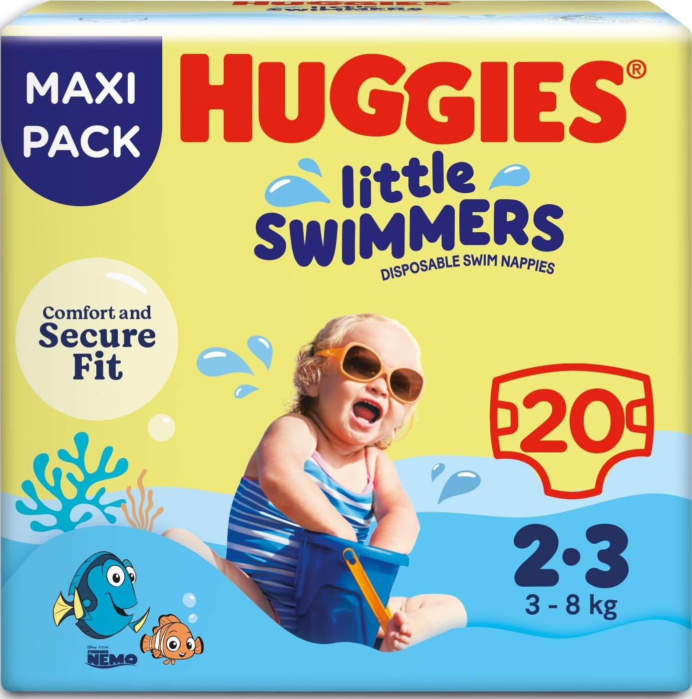 Huggies Little Swimmers, 20 Pannolini Costumino, Taglia 2-3 (3-8 kg)