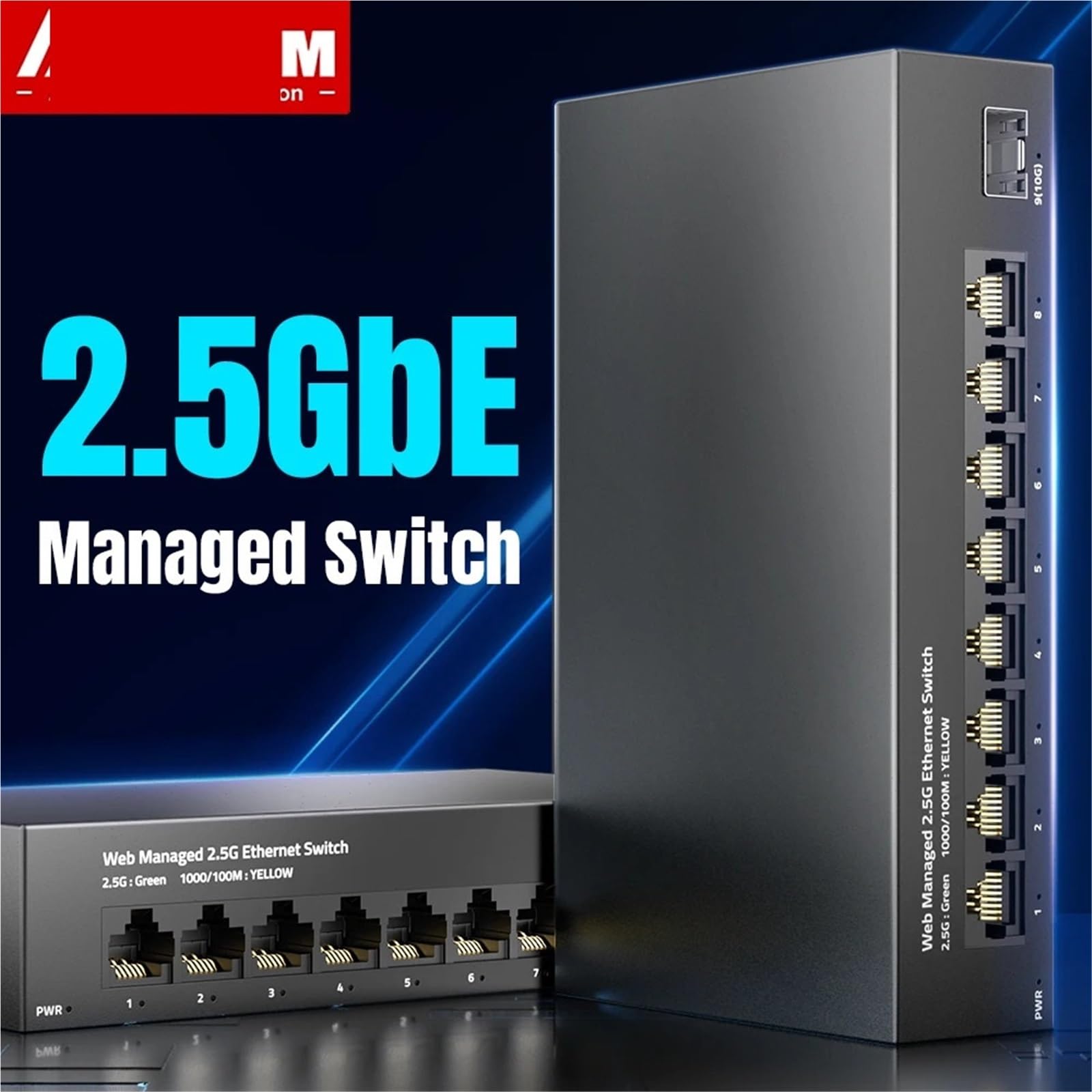 Commutateur géré 2,5 GbE, prise britannique, 8 ports, commutateur réseau 2,5GBASE-T, 10 G SFP+ fente Uplink Gestion Web QOS VLAN LACP sans ventilateur (prise européenne)