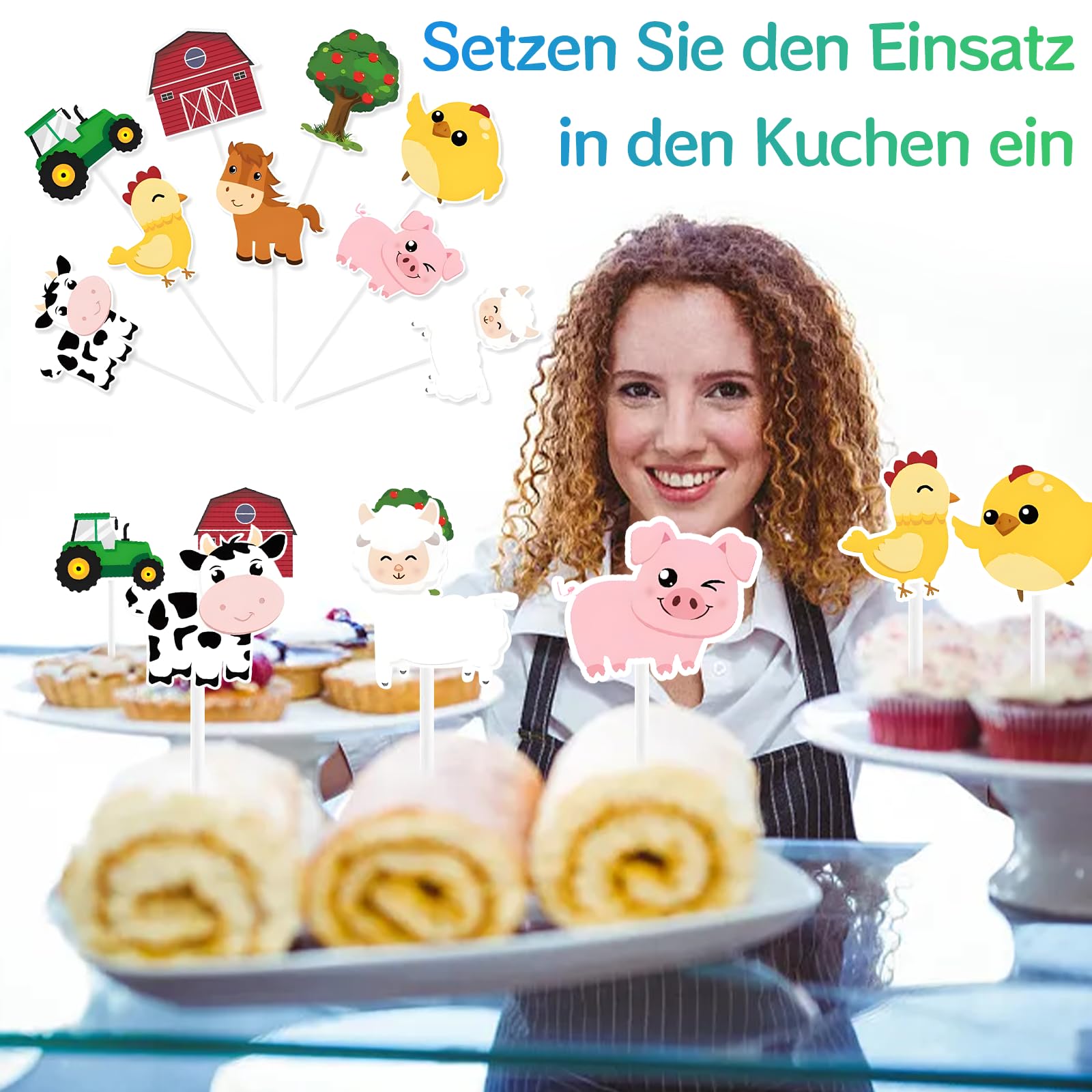 Süße Bauernhof-Tier-Kuchendeko - 11-teiliges Set Für Kindergeburtstage & Baby-Shower