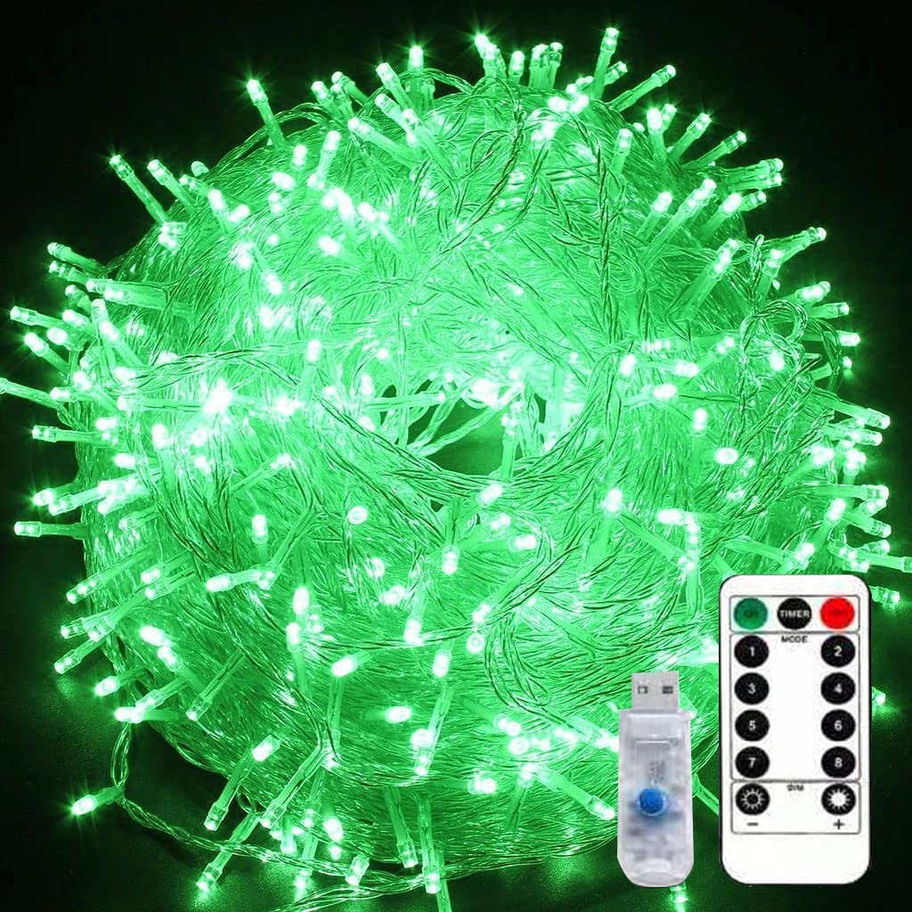 HULA LEDs Christmas Lights, 10m 80LED Christmas Tree Lights Outdoor Fairy Christmas String Light with Remote Fairy Twinkle Lights Tree String Lights USB (Green)