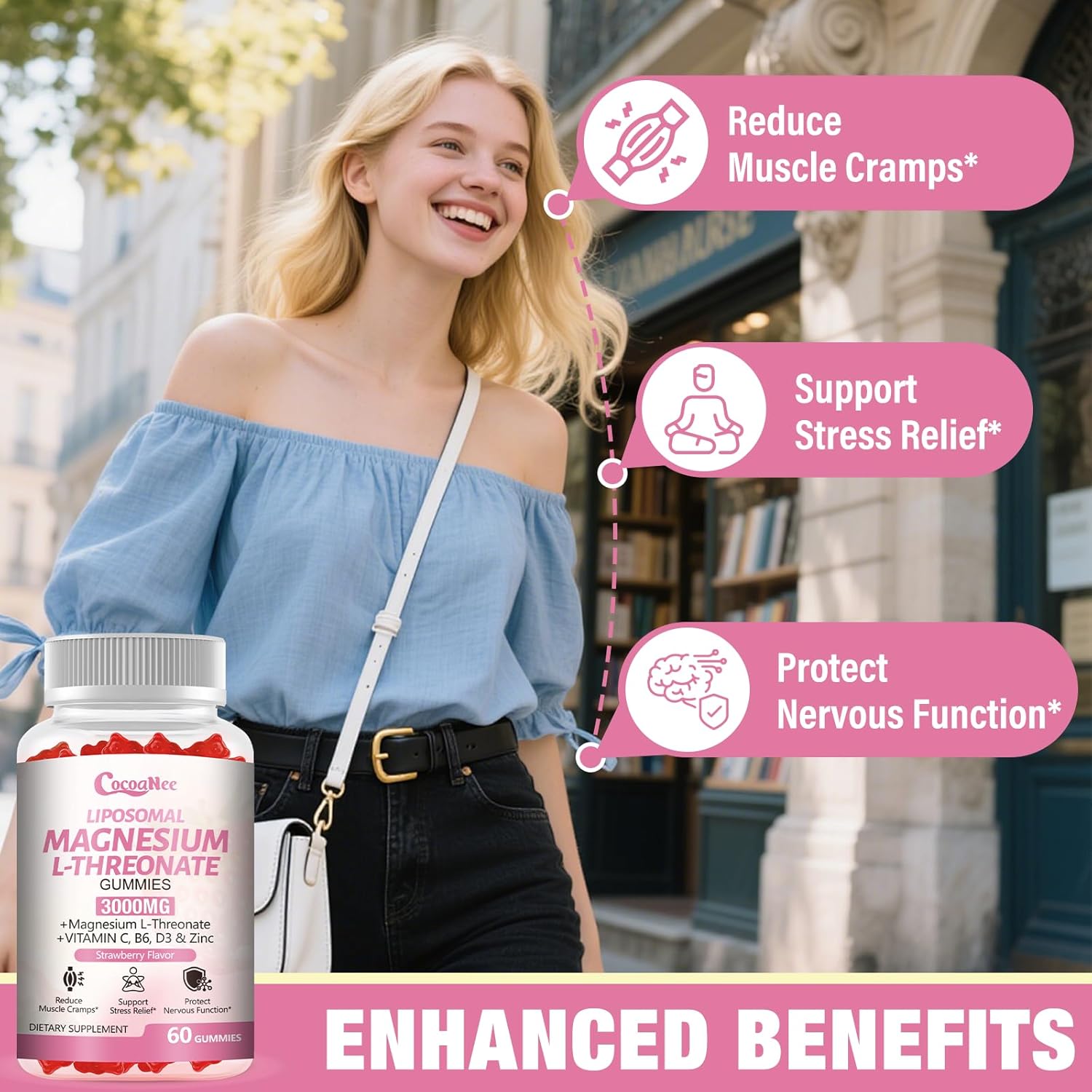 3000mg Liposomal Magnesium Threonate Gummies, Magnesium Glycinate Supplements, Liposomal Enhance 98% Absorption, Intestinal Tolerance, Muscle & Nervous System Support for Adults - Image 5