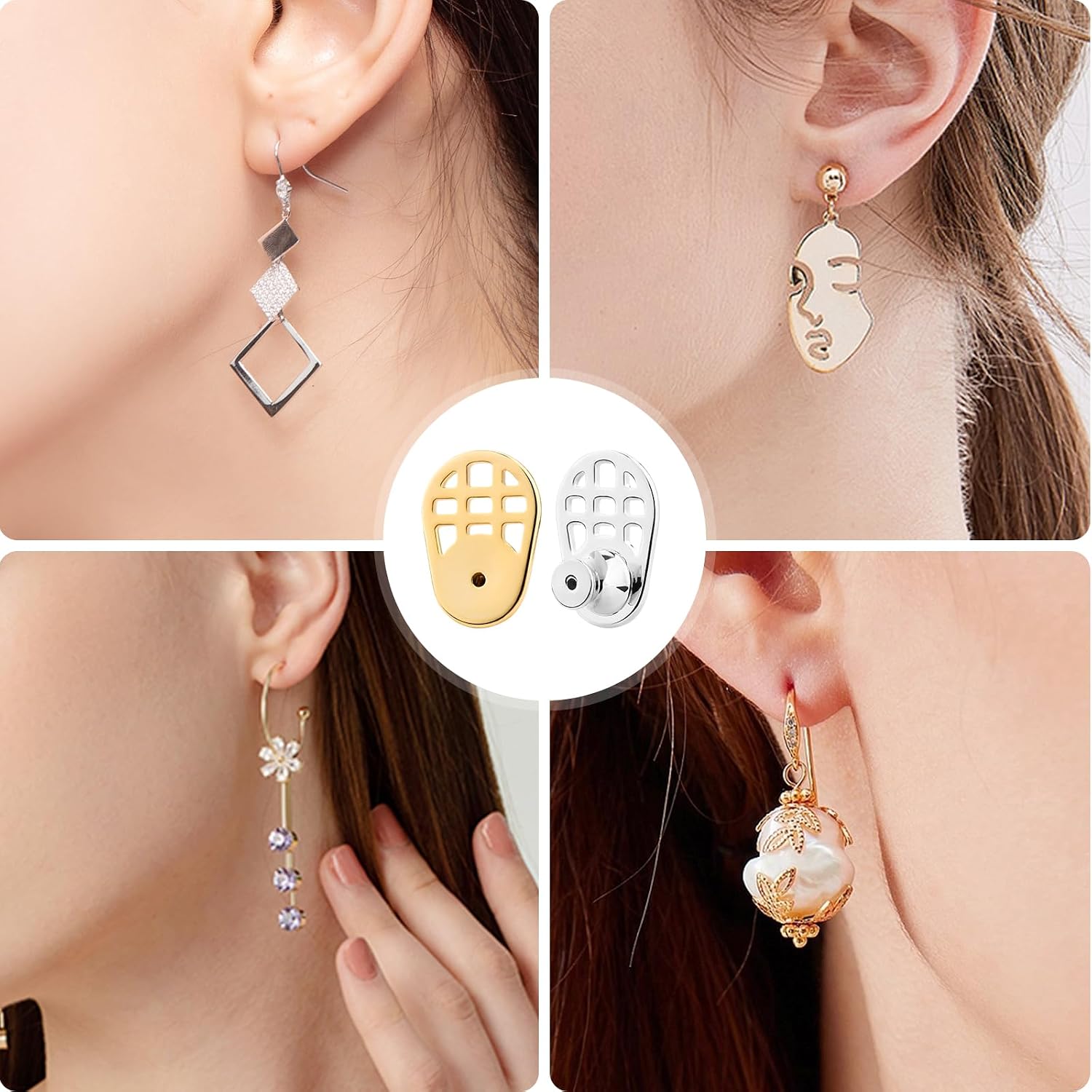 Earring Backs for Droopy Ears-2 Pairs Large Earring Lifters Backs for Heavy Earrings and 1 Pairs Silicone Earrings Backs Replacements for Studs, Tight Lifter Backers for Heavy Earrings Multi-Color