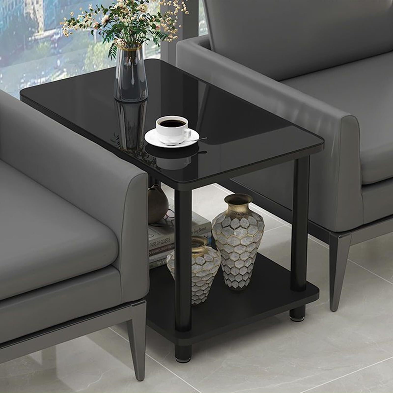 Round Plastic Side Table with Cute Sculpted Design Low Coffee Table for Living Room Bedroom Small Spaces Multi-Color