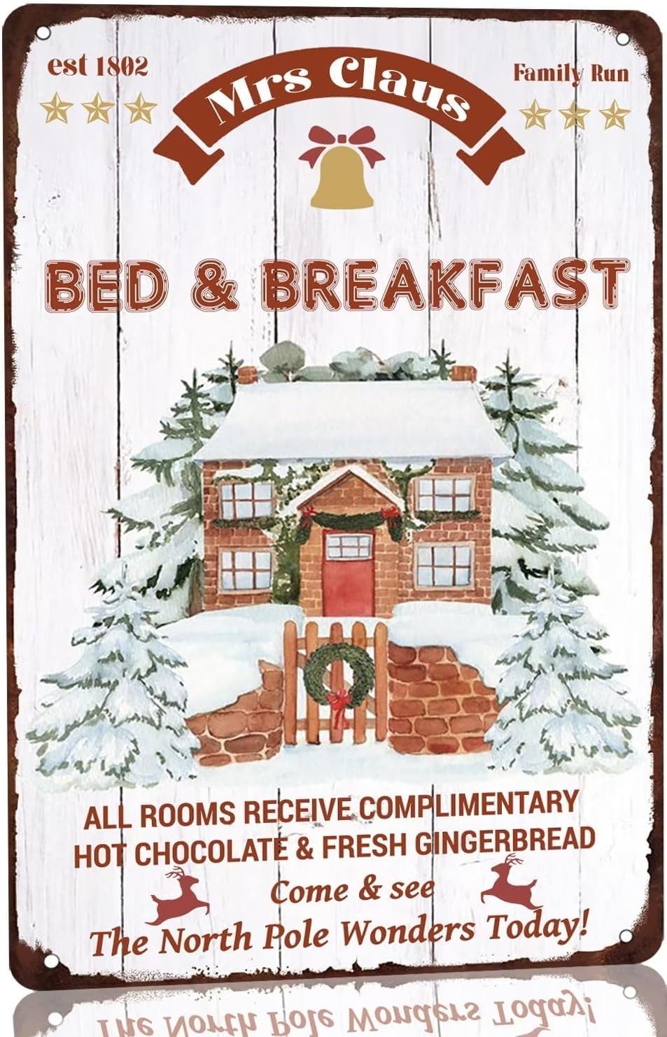 Kwqdozf As Pic Mrs Claus Bed And Breakfast Tin Sign Mrs Hotel Inn Christmas Decor Sign Vin