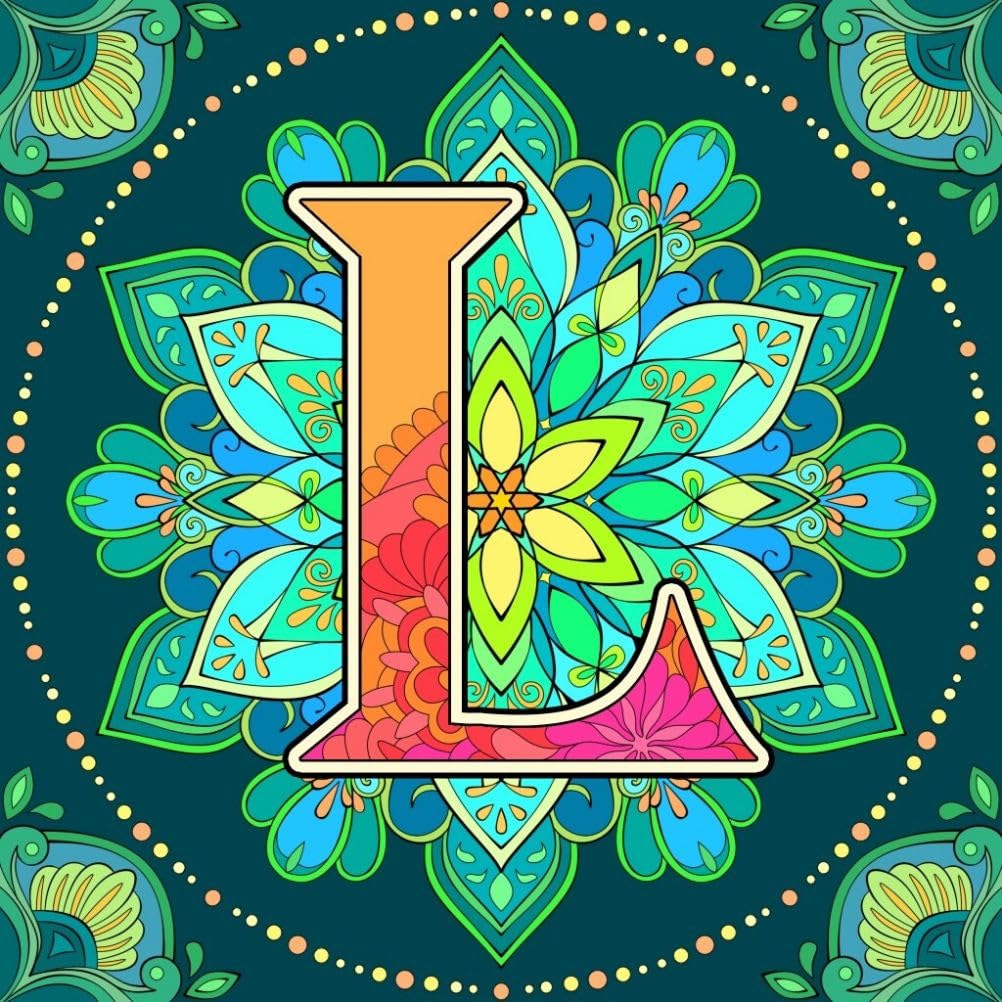 Hnylton L 5D Diy Ful Round Dril Diamond Painting Mandala Alphabet Mosaic Wal Art Kit Decoration 30X30cm