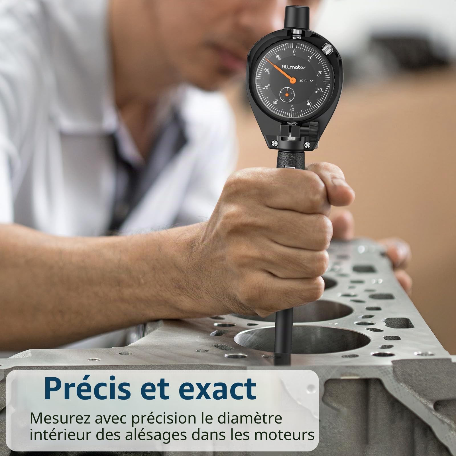 Jauge d'alésage Comparateur mecanique 50-160 mm Profondeur 150 mm Mesure interne outil pour cylindre Précision 0,01 mm Avec Tige de mesure Et 12 Sondes standard