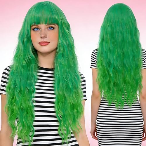 Miniatura 11 de Peluca de cabello largo ondulado para mujer, de 27 pulgadas, de color morado pastel, peluca sintética resistente al calor, para mujeres y niñas