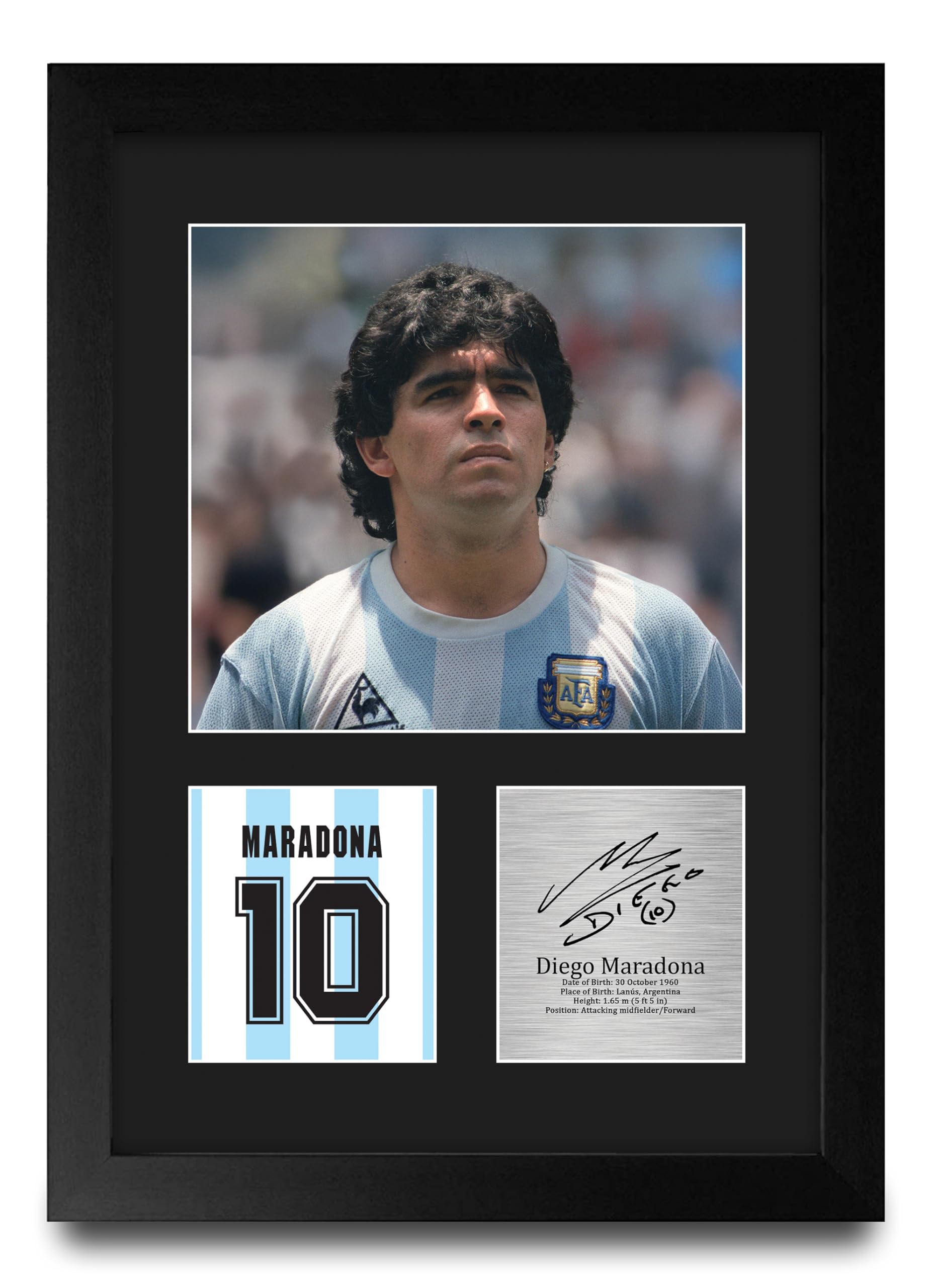 HWC Trading Diego Maradona Argentina Gifts Printed Signed Autograph Picture for Football Fans and Supporters - A4 Portrait Framed
