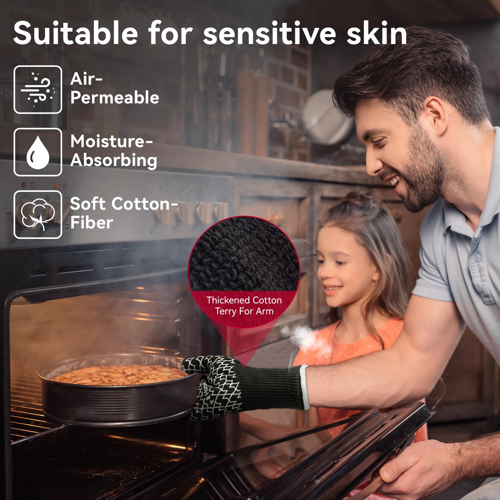 HandLove Guantes para barbacoa, resistentes al calor, guantes de horno para expertos culinarios, protección extrema ignífuga, agarre de silicona, guantes de puño largo, cocina y barbacoa al aire