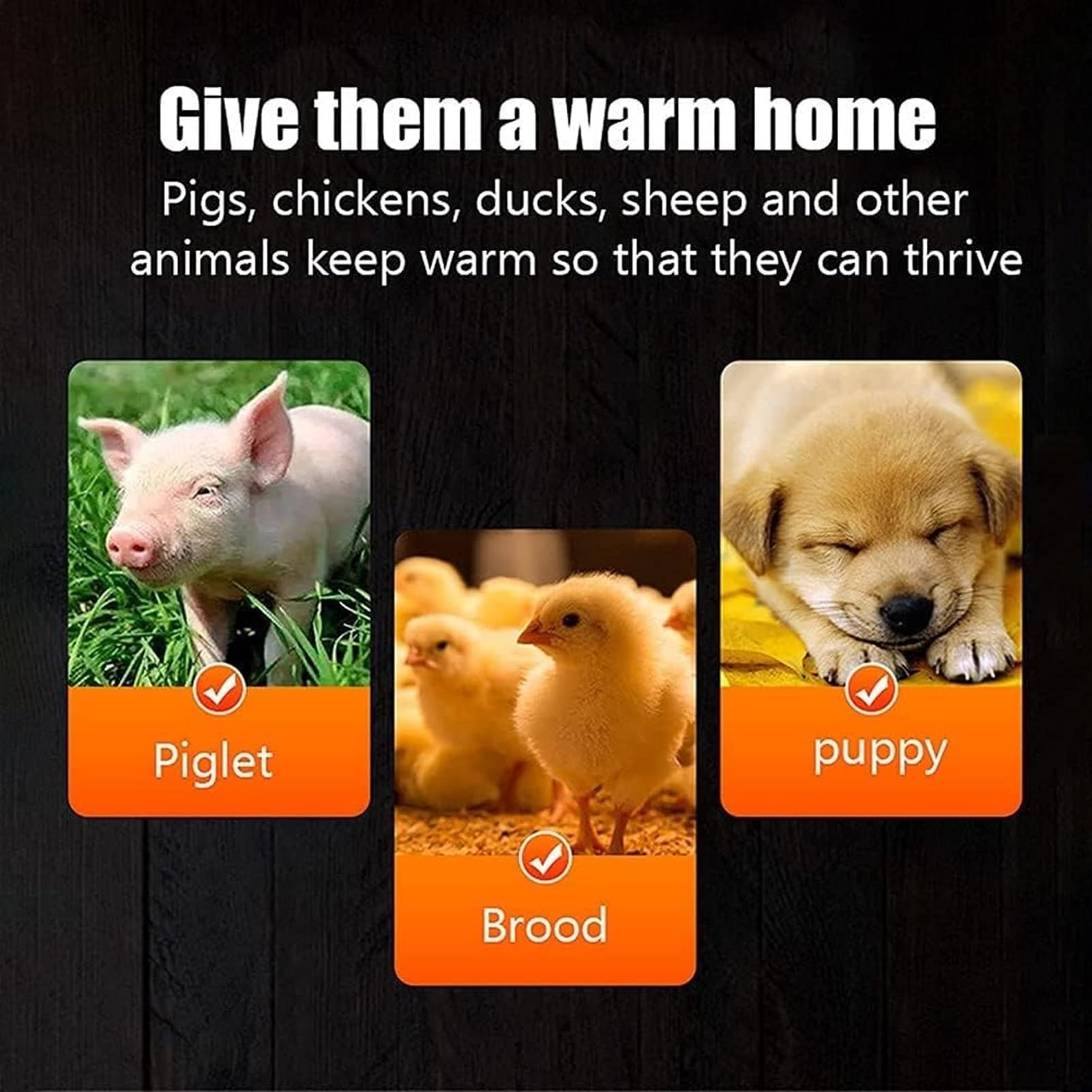 Lámpara de calefacción de cultivo for pollo, calefacción de cultivo de granja de cerdos, temperatura ajustable, luces de calefacción Pantalla de aleación de aluminio de invierno+bombilla de calor infr