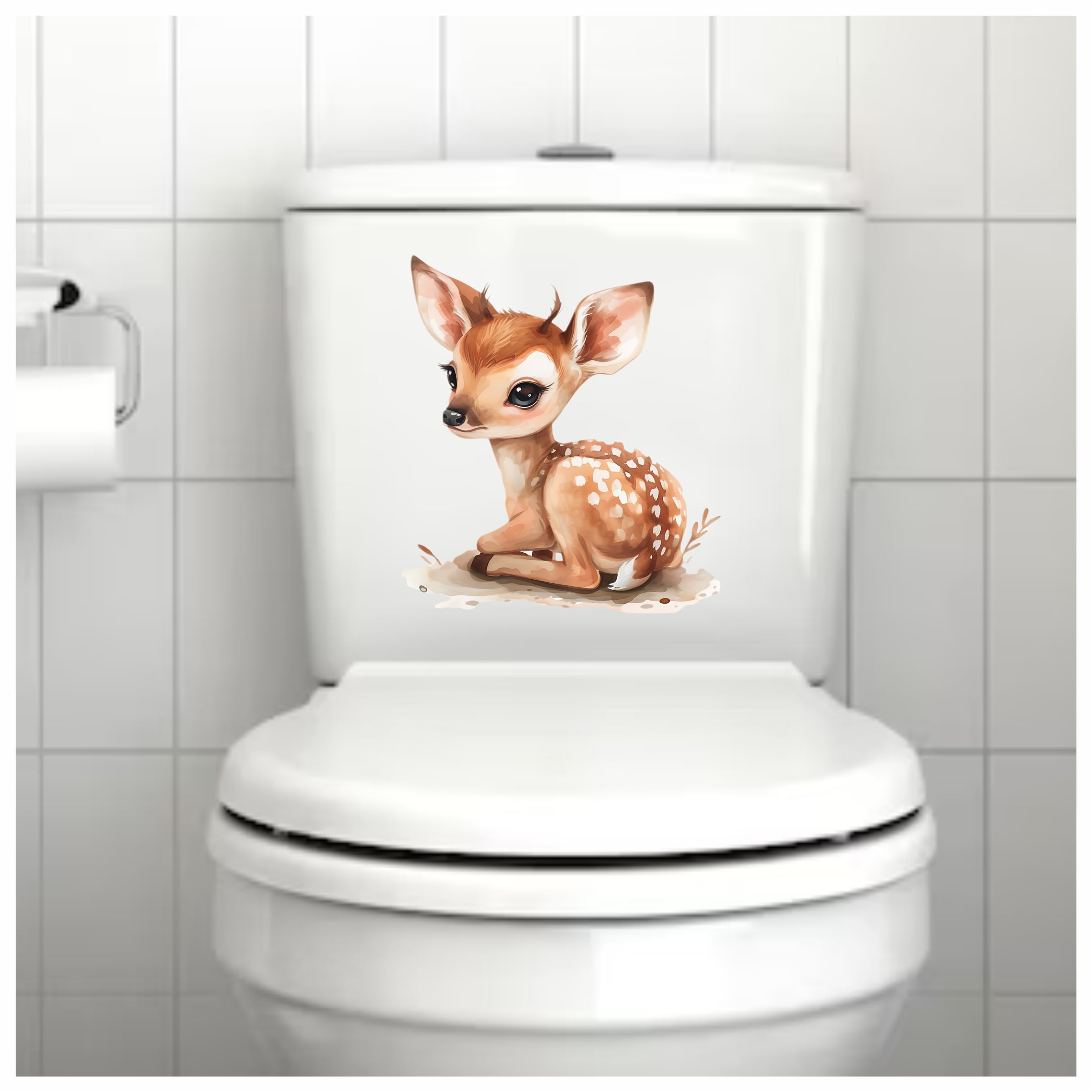 x4 Baby Deer Vinyl Stickers Cover Marks Non Transparent Waterproof Nursery Decals 1@ 20cm Tall Ideal for Toilets car, Toybox - Image 3