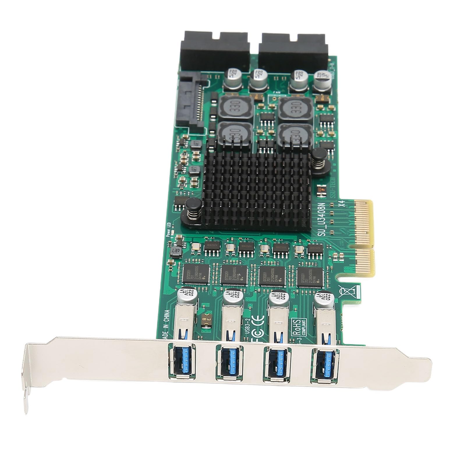 Karta Adaptera PCIE na USB3.0 Niezawodna 4-kanałowa Szybka Karta rozszerzeń PCIE na USB3.0 dla Systemów Xp, ESxI itp. na .0