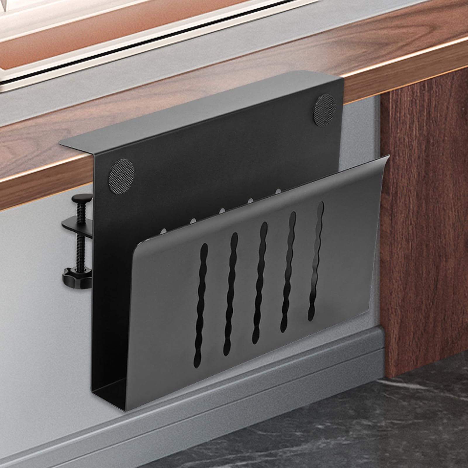 Supporto per laptop laterale da scrivania, supporto verticale per | laptop in lega di alluminio, organizer da scrivania multifunzione, supporto laterale portatile per dissipazione del calore