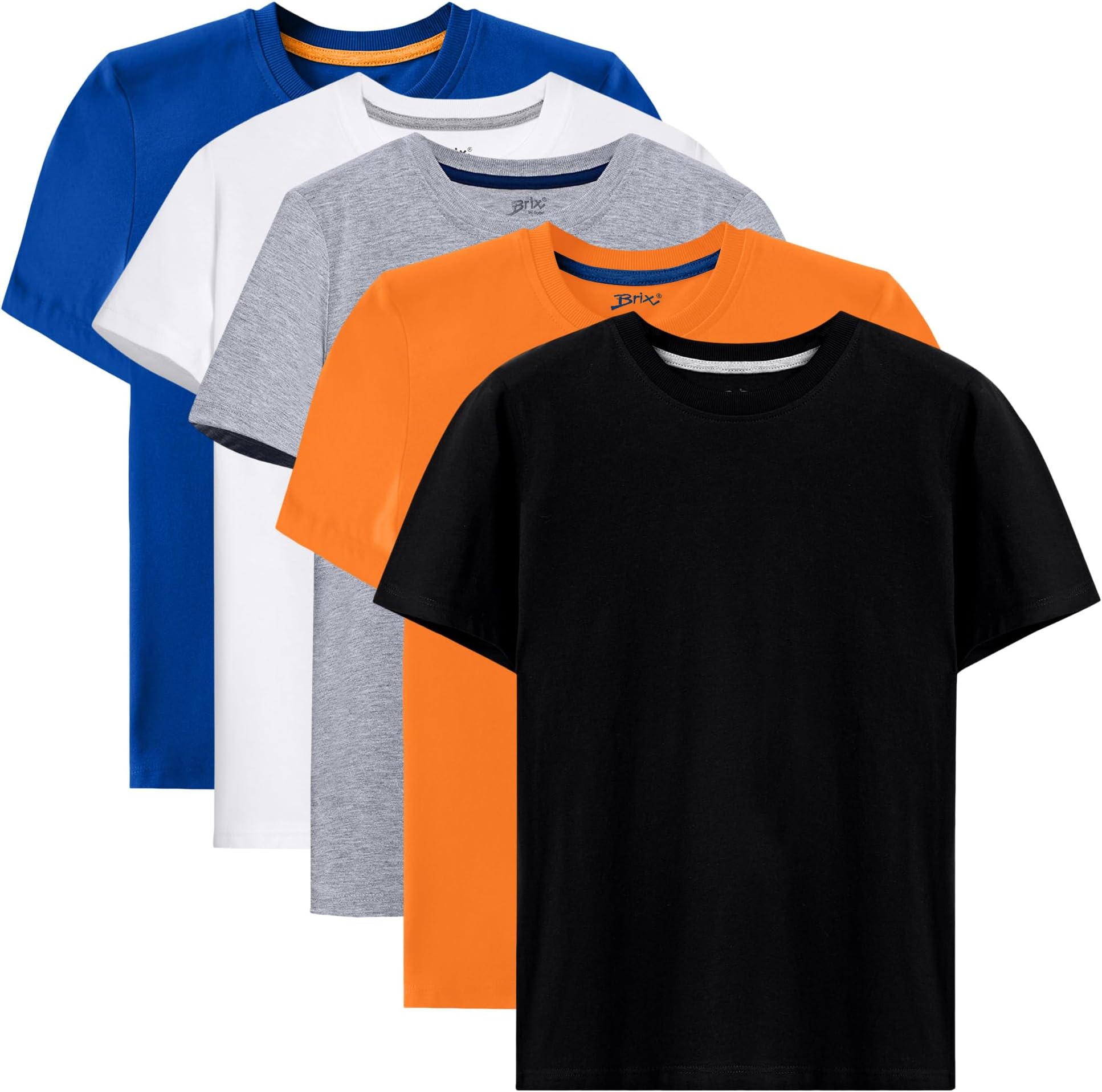 Boys Short Sleeve Tees - 100% Cotton Crewneck Tagless Shirts.
