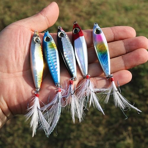 Miniatura 4 de Sougayilang Jigs - Señuelos de pesca, cucharas de metal para hundir, micro cebo de jigging