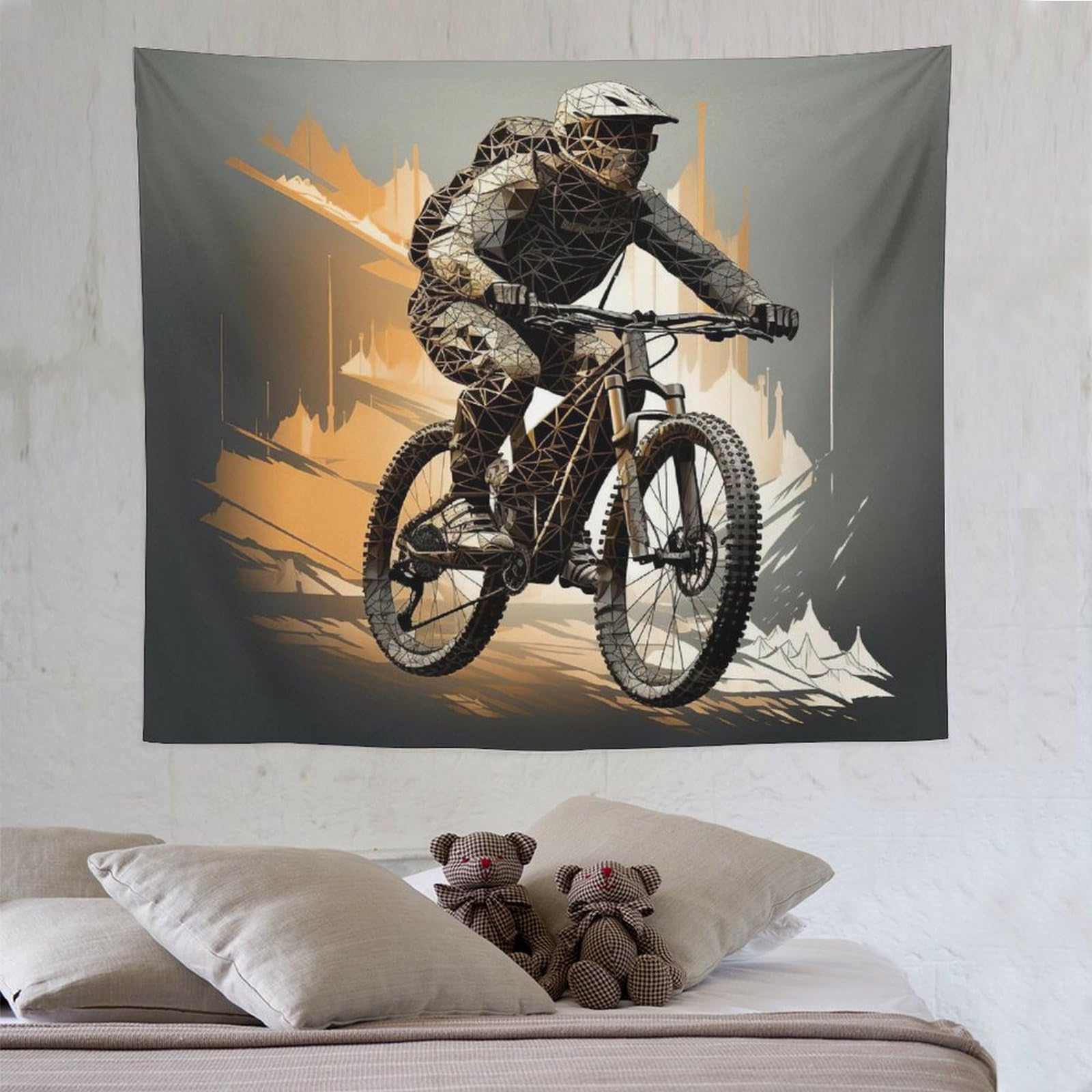 Mountain Bike Tapestry Wall Hanging Rectangular Art Decor Print Fabric for Living Room Bedroom Tapestry 130×150cm