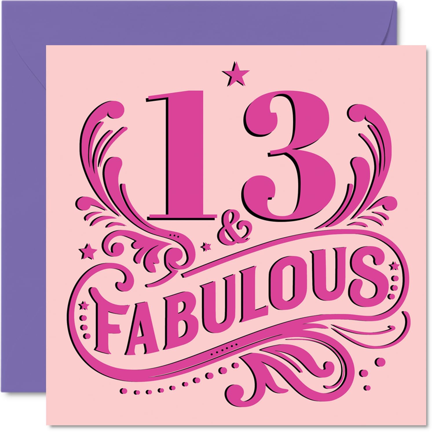 13th Birthday Cards for Girls - Fabulous - Happy Birthday Card for 13 Year Old Girl Niece Cousin Goddaughter Sister, 145mm Bday Greeting Cards