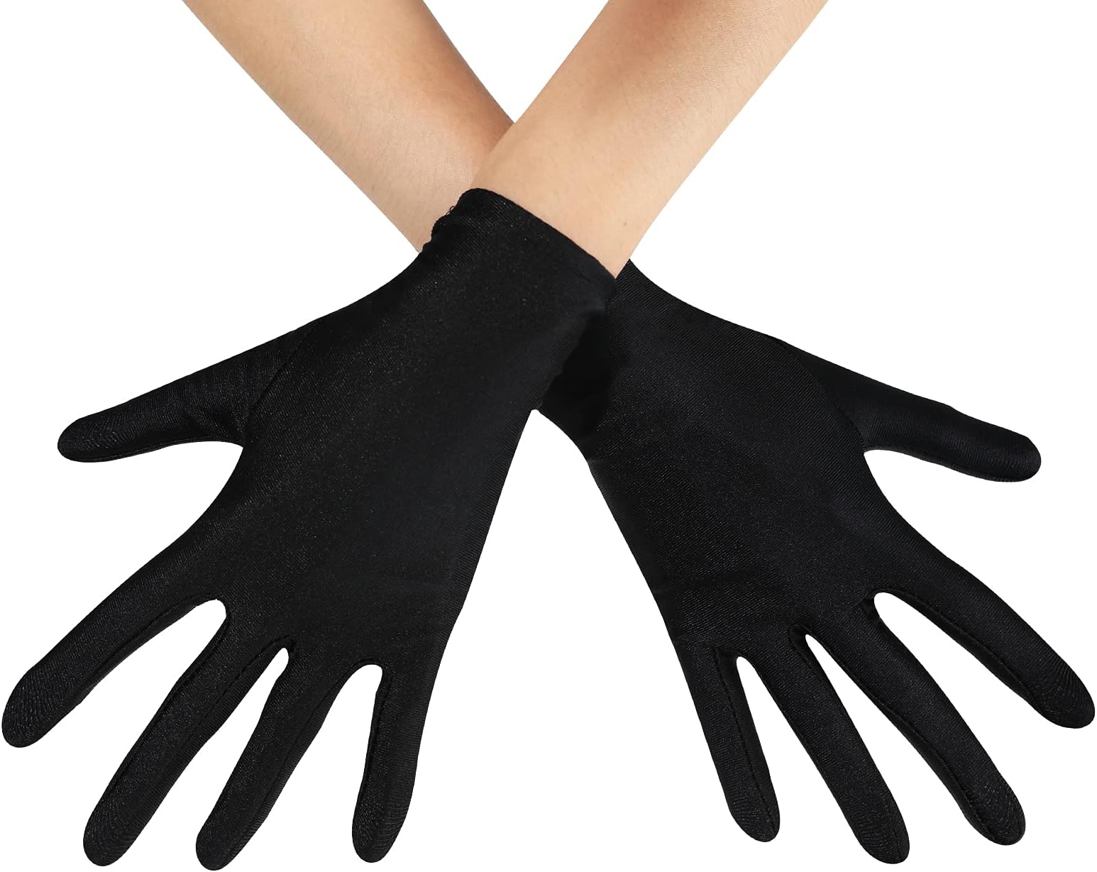 Womens Short Satin Opera Gloves for Wedding Bridal Banquet Tea Party Formal Costume 1920s Flapper Accessories