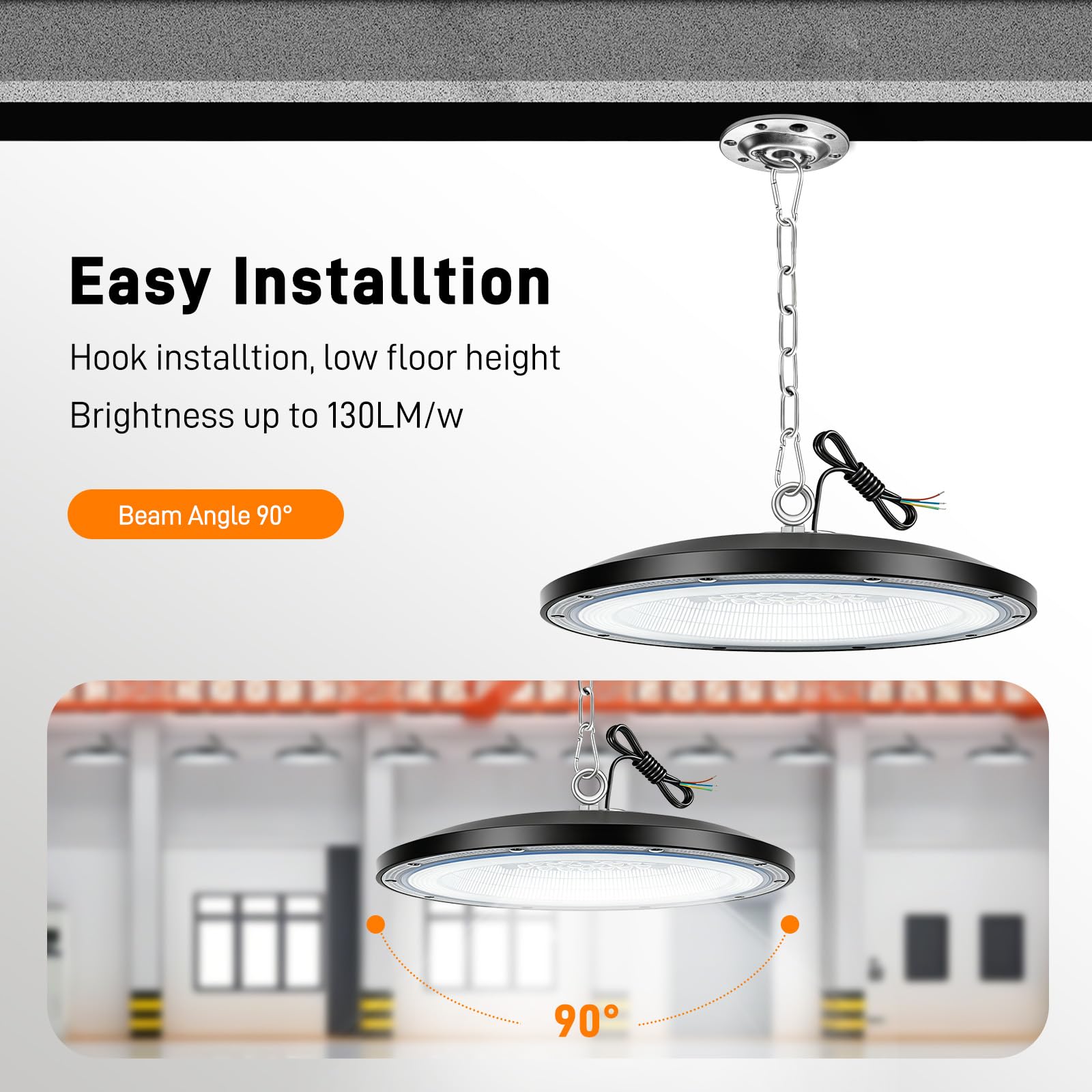 Lampa warsztatowa LED, oświetlenie hali, lampa sufitowa, lampa przemysłowa | Wodoszczelna lampa warsztatowa 6500 K UFO High Bay Light do hali Reflektor do garażu, magazynu fabrycznego, 1 sztuka 200 W