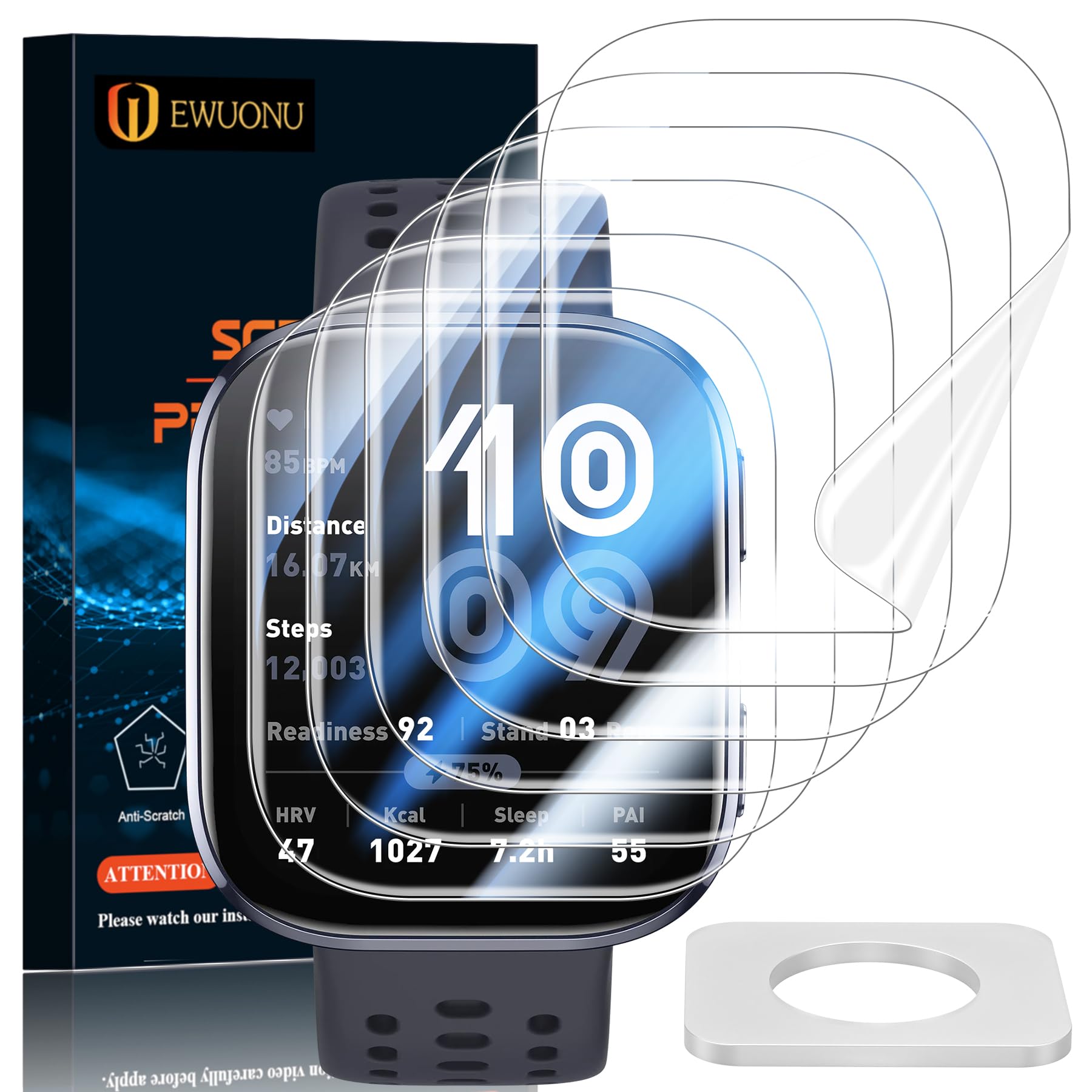 Photo 1 of EWUONU 6 Pack Flexible Film for Amazfit Bip 6 Screen Protector [NOT GLASS], Non-Breakable Soft TPU Hydrogel Film Invisible Thin Ultra HD Clear Anti-Scratch Self-Healing for Amazfit Bip 6 Accessories