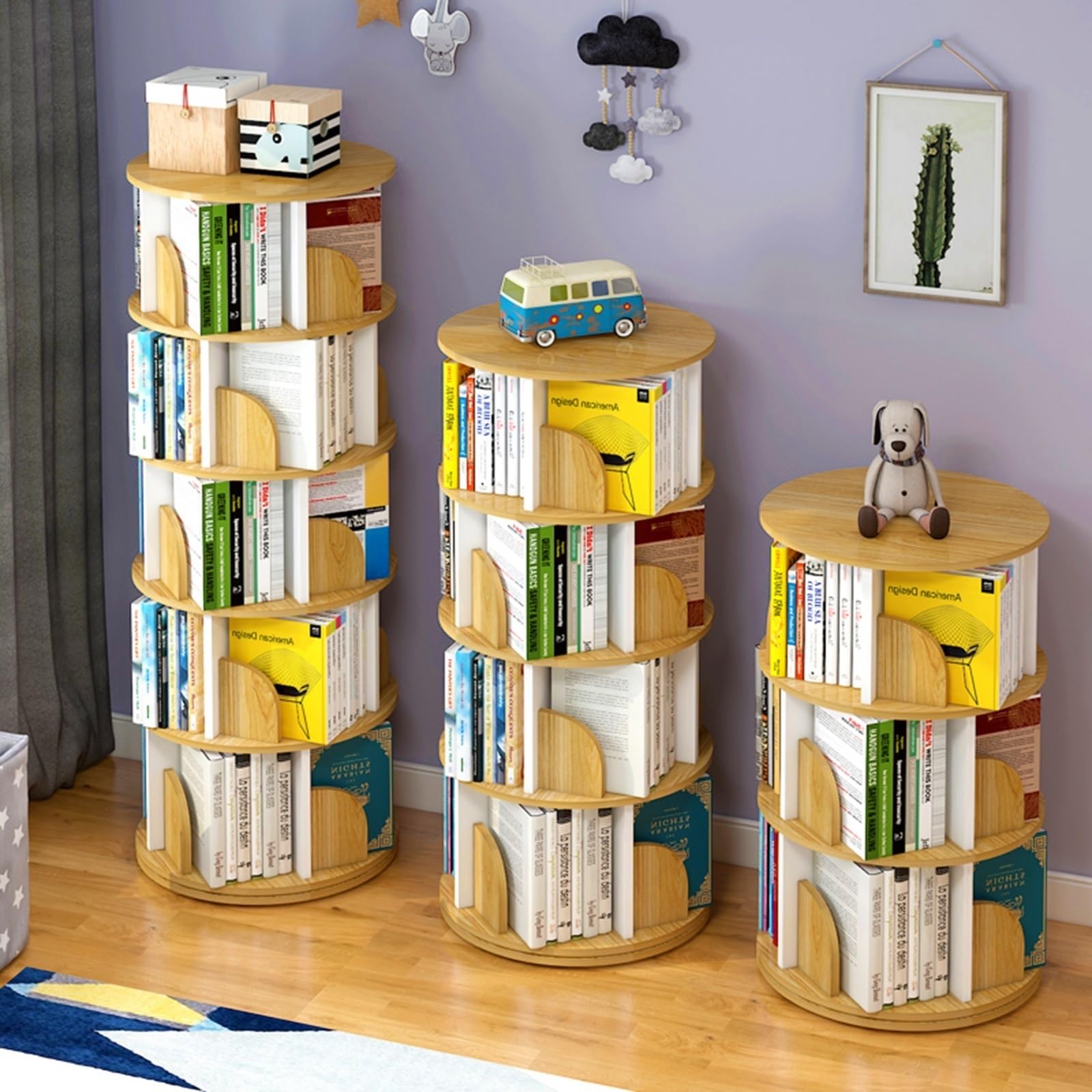 Estantería Giratoria De 4/5 Niveles para Niños Y Adultos - Dormitorio, Sala De Estar, Sala De Estudio (Color: Blanco, Tamaño: 46 * 191cm)