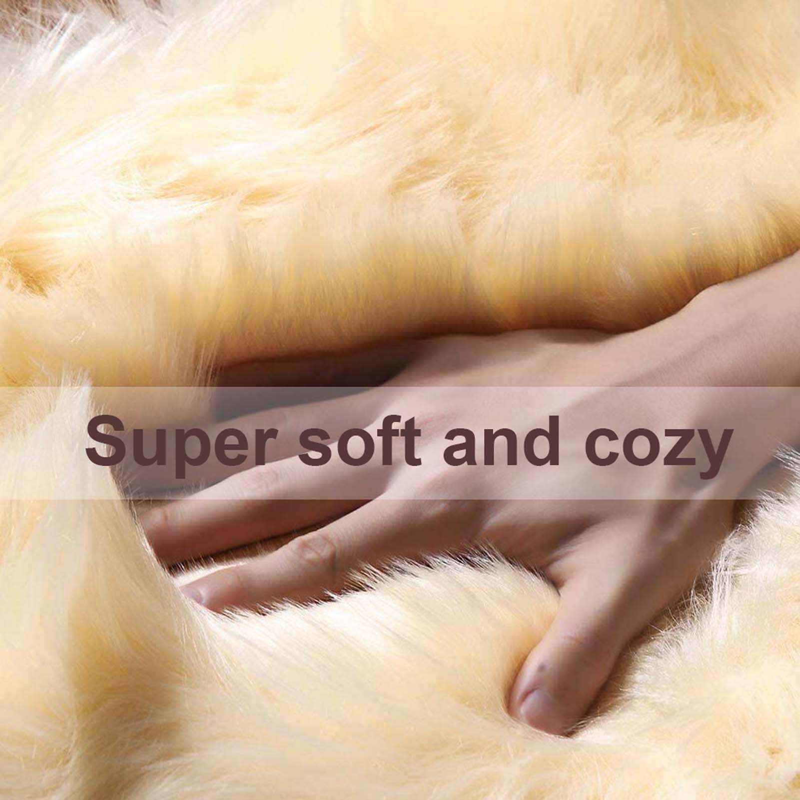 Faux Peau de Mouton en Laine Tapis, Tapis Fourrure synthétique Fluffy Soft Longhair Décoratif Coussin de Chaise Canapé Natte, Chambre Chevet Tapis