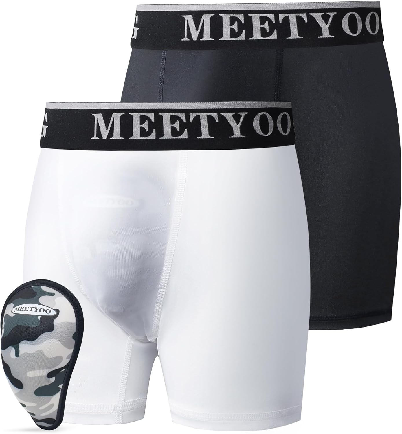 MEETYOO Youth Boys Athletic Compression Sliding Shorts with Soft Cup Pocket for Baseball Football Lacrosse Hockey