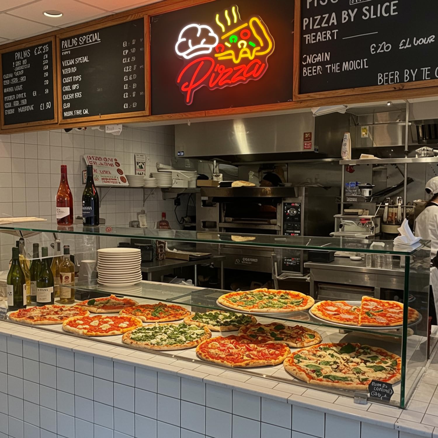 Pizza Letrero de neón Letreros con forma de pizza para negocios letreros LED USB de comida rápida luces de neón de pizza regulables para el hogar bar cocina restaurante pizzería fiesta