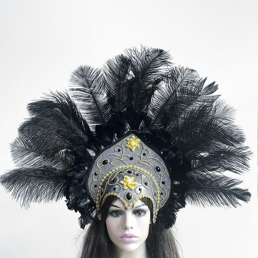 Tocado De Plumas De Corista, Diadema De Carnaval, Accesorios para Disfraces De Vegas, Fiesta De Mardi Gras De Río