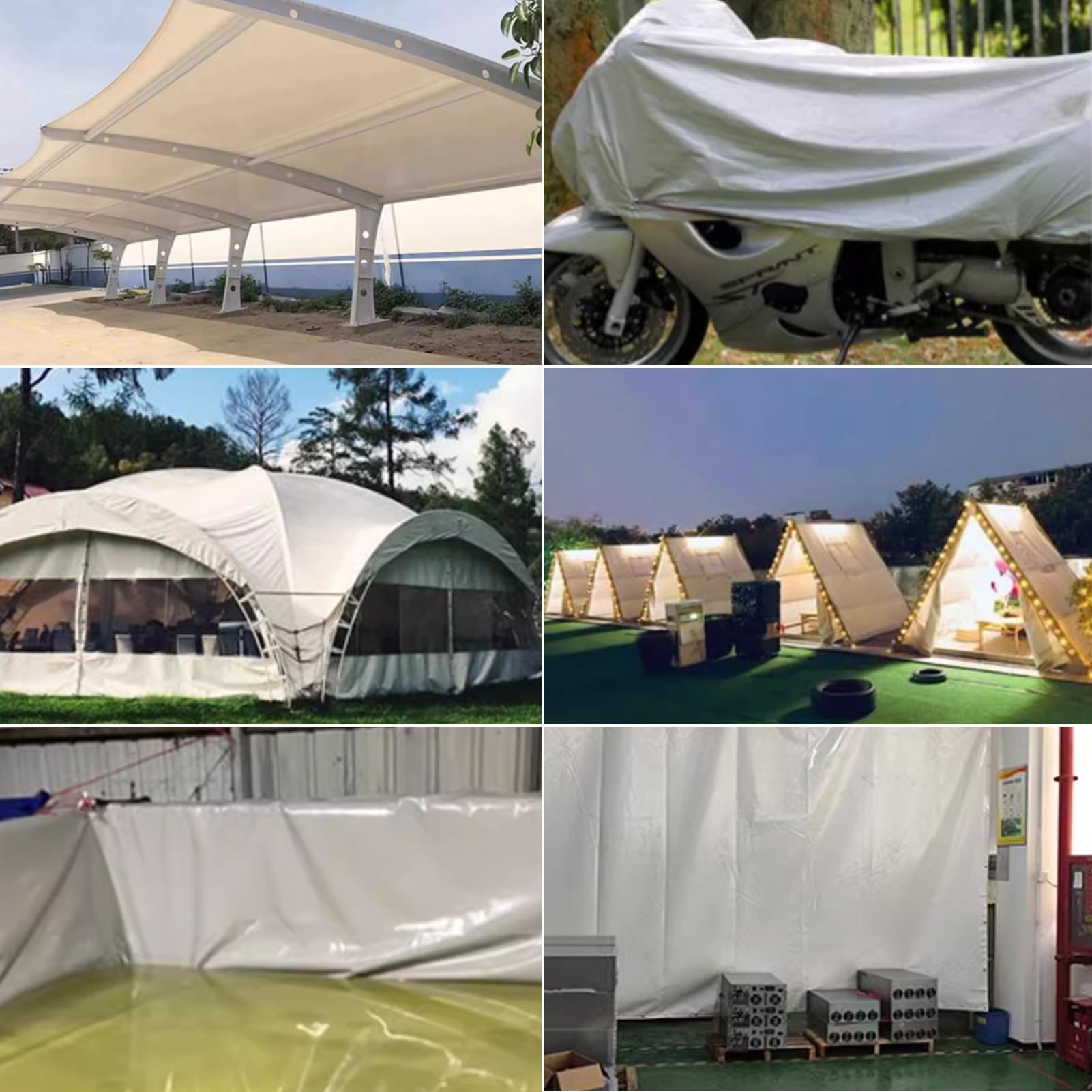 Grande telone Bianco ombreggiante in Tela 2x2,5 m, 3x3 m, 3x4 m, Pieghevole, Antipioggia, per Campeggio, Veranda, Patio o Campeggio all'aperto, Telo di Fondo Resistente con occhiel