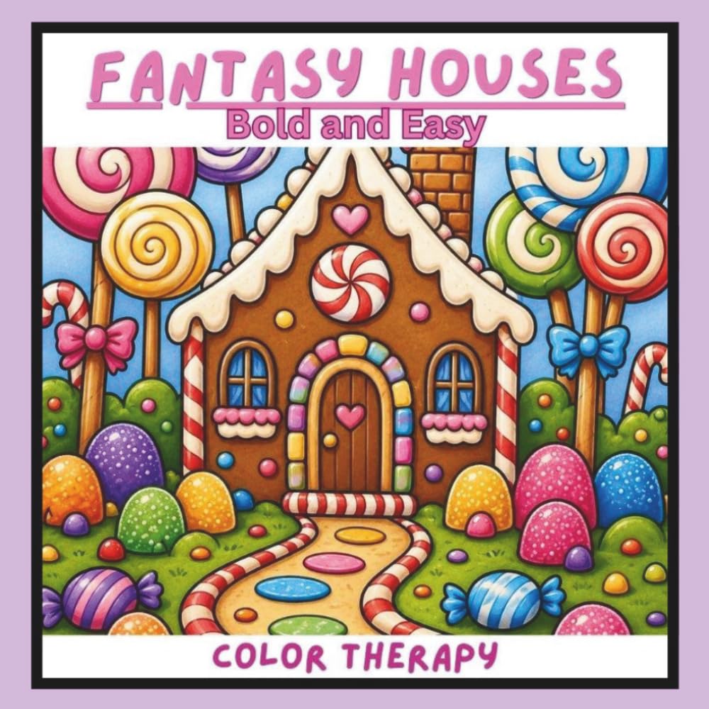 Fantasy Houses - Bold and Easy coloring book: Fantasy houses bold and easy coloring book for relaxation therapy and hours of fun