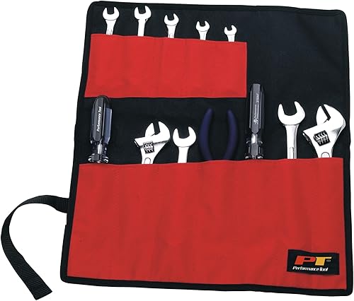 Performance Tool W88990 Bolsa de herramientas de nailon resistente con 12 bolsillos con cierre de velcro y funda de color, ideal para uso automotriz