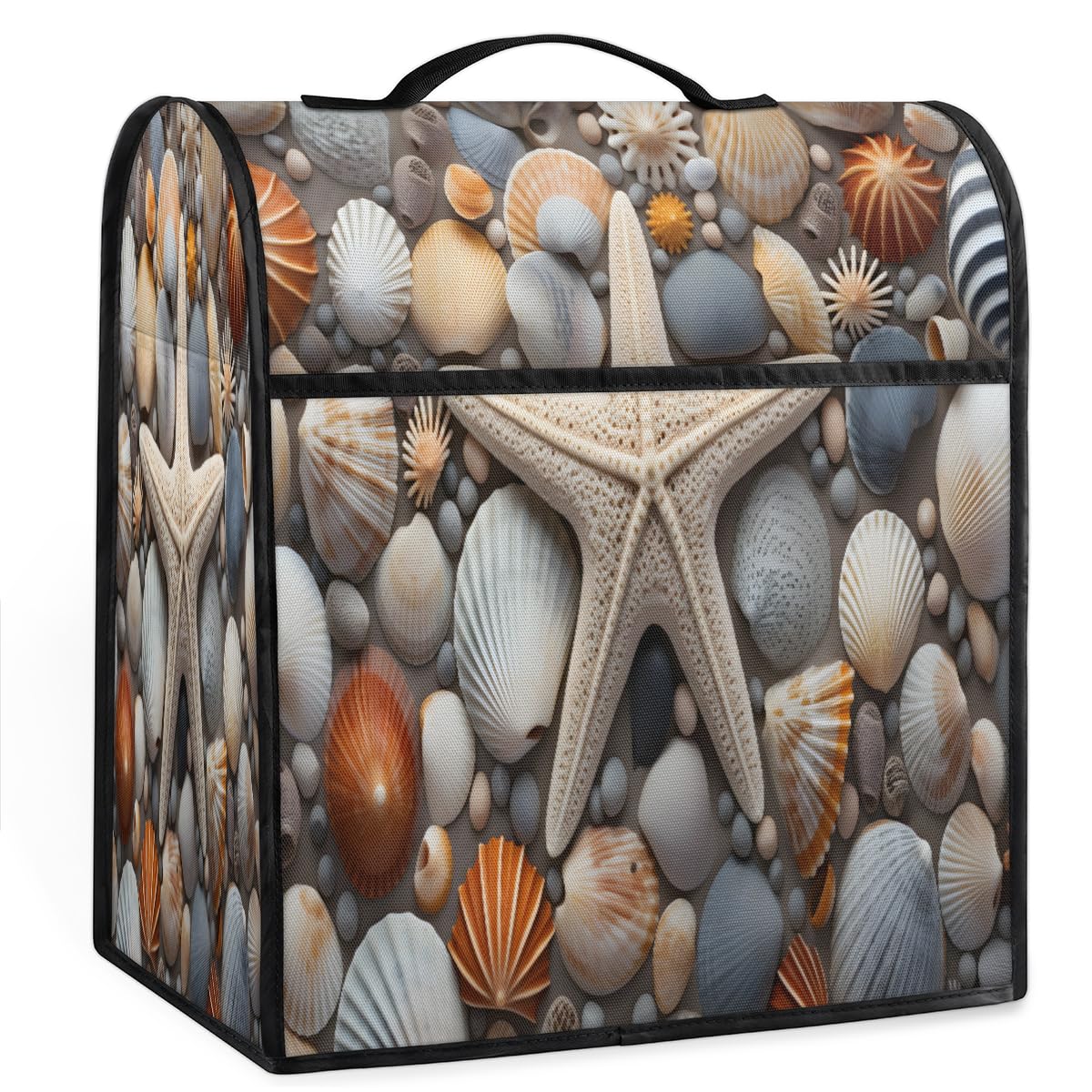Coffee Maker Cover Beach Shell Starfish Kitchen Appliance Covers Small Appliance Covers Blender Cover Juicer Cover Dust Covers for Kitchen Appliances with Top Handle and Pockets,Washable,B156