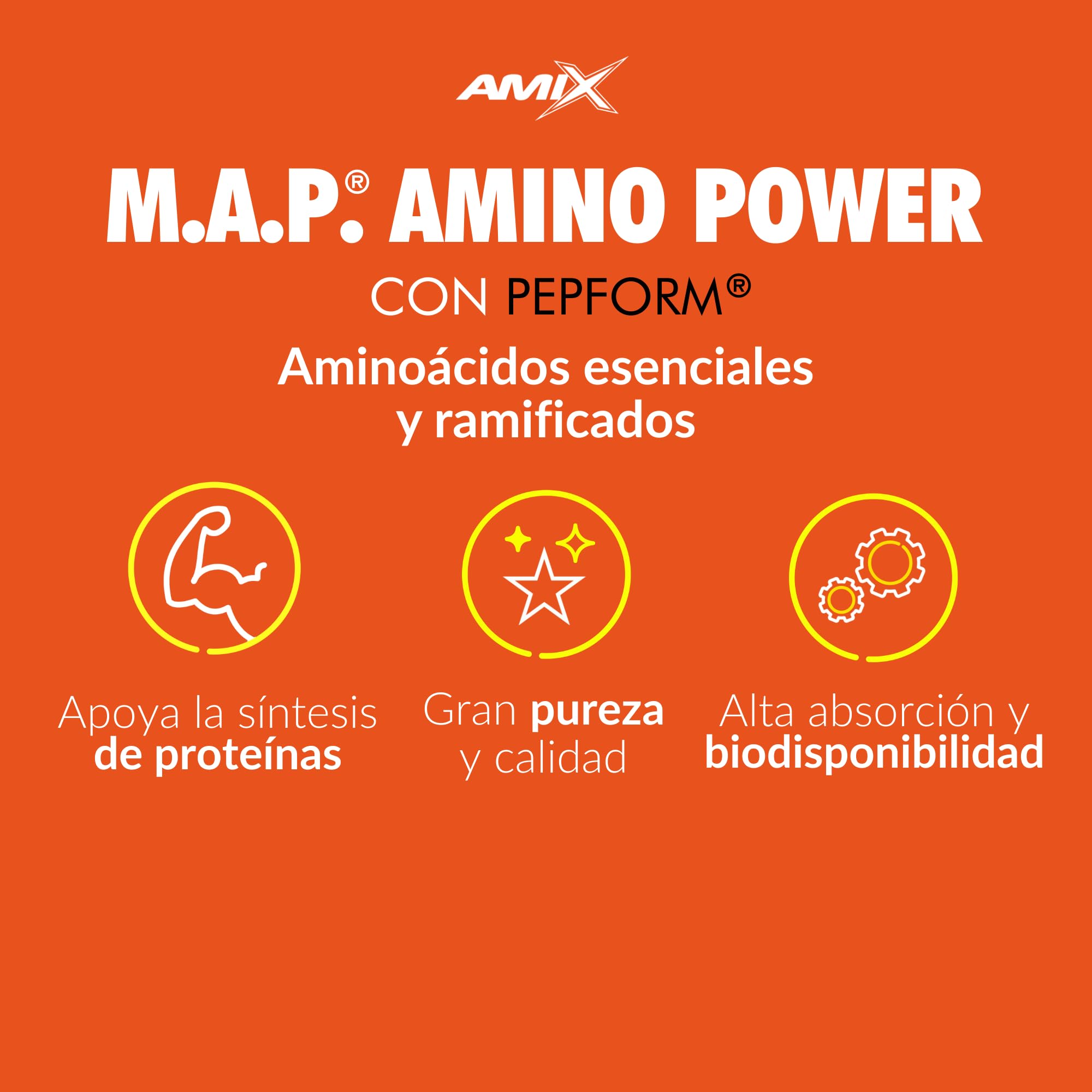 AMIX - Aminoácido en Tabletas Muscle Amino Power - Suplemento para Mantener y Aumentar la Masa Muscular - Gran Aporte de Proteínas para el Desgaste Muscular - 375 tabletas