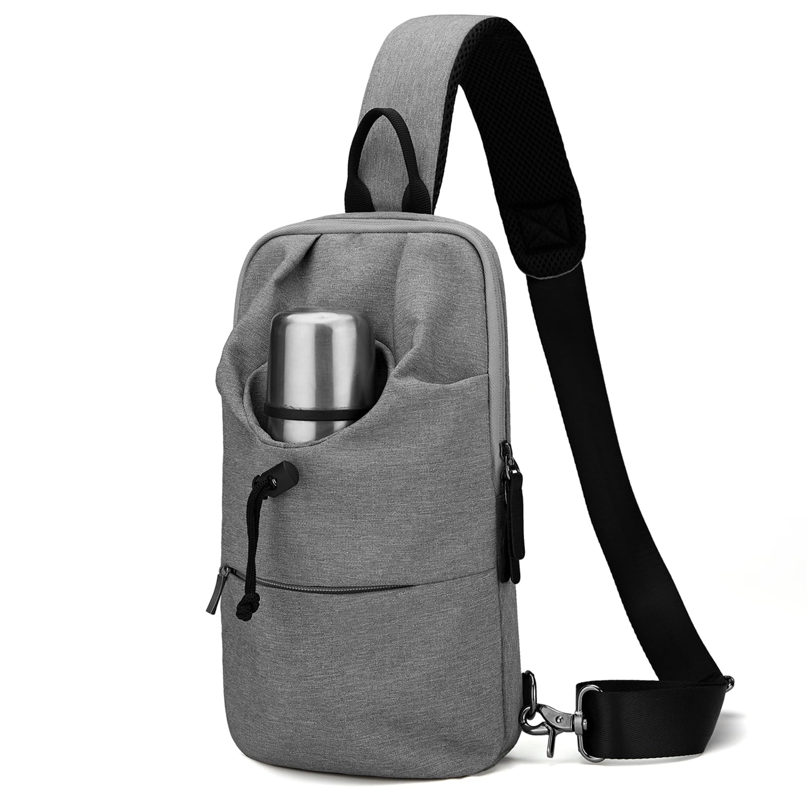 Beamyth Crossbody Sling Backpack for Men Women Sling Bag Multipurpose Travel Hiking Cross Body Chest Bag (Gray)