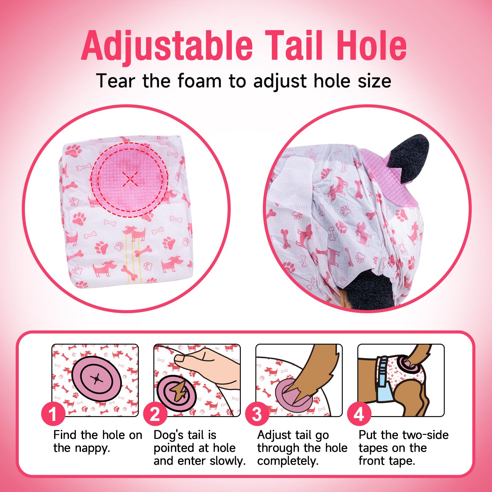Pet Soft Dog Nappies Female, 20 Count Disposable Dog Pants Female Small - Image 3