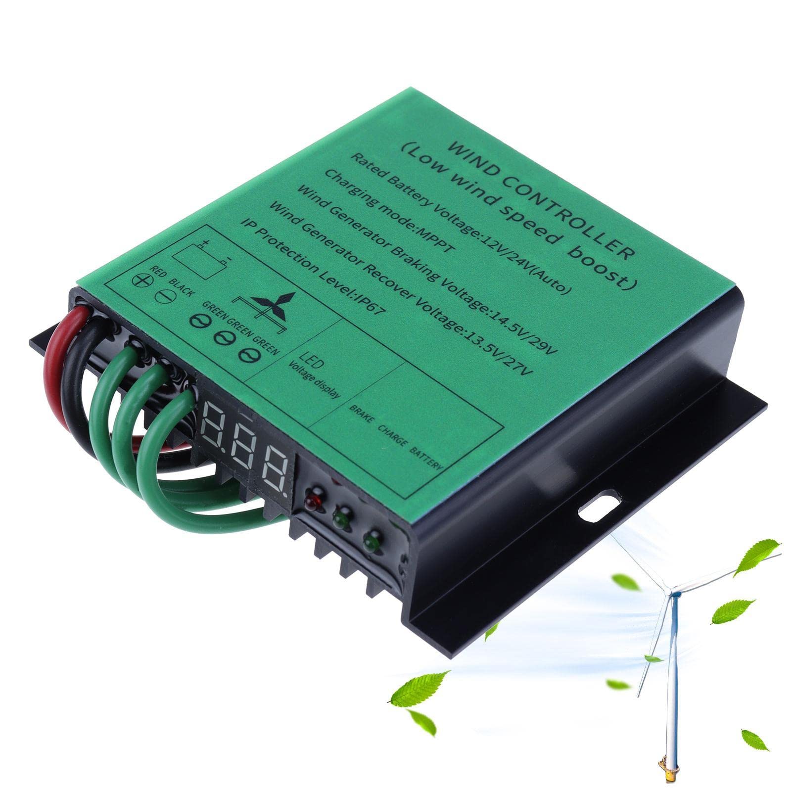 F FABOBJECTS® Wind Turbine Generator Controller,IP67 Water Resistant 12V/24V Automatic Controller with Safe Protection - Home Energy Wind Generator Controller for