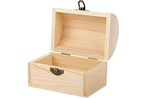 Aodaer Unfinished Wood Treasure Chest Box Craft Kit