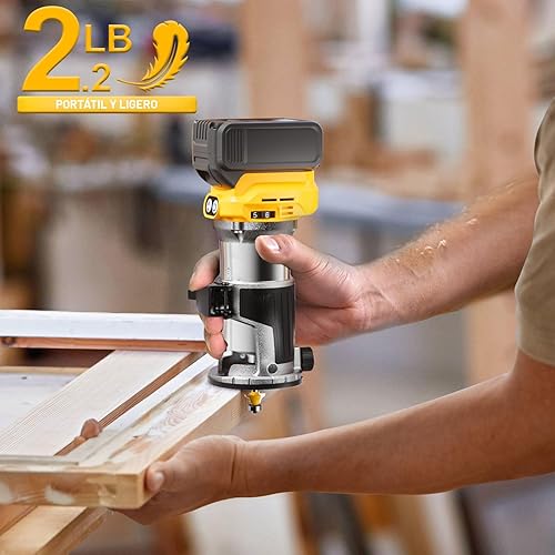 Miniatura 7 de Enrutador compacto inalámbrico compatible con batería DeWalt de 20 V (herramienta desnuda), herramienta de enrutador de 6 velocidades variables para