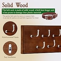 Vista 4 de Treehouse Organizador de Cinturones en Estante, Sostiene Más de 28 Cinturones Grandes, Metal Resistente y Madera Resistente, Soporte