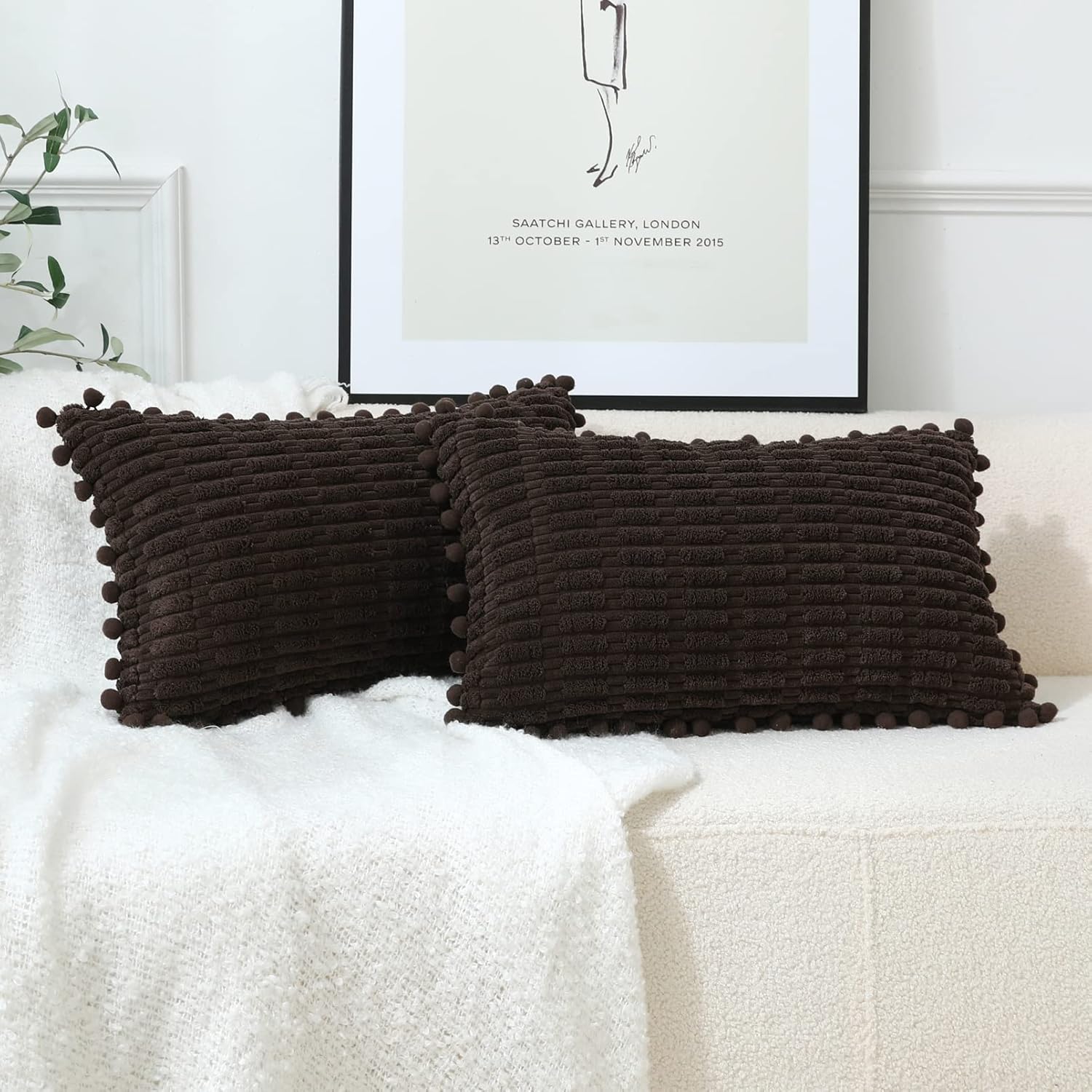 sykting Dark Brown Throw Pillow Covers 12x20 inch Soft